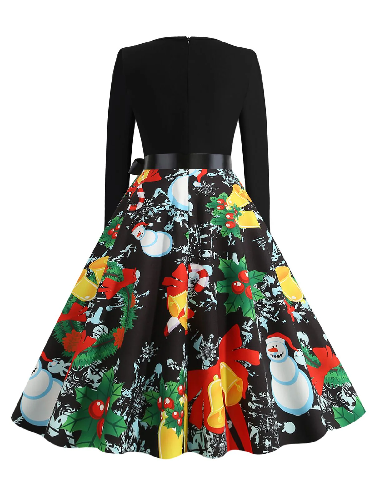 Schwarz 1950er Weihnachten Gürtel Kleid - Image 3