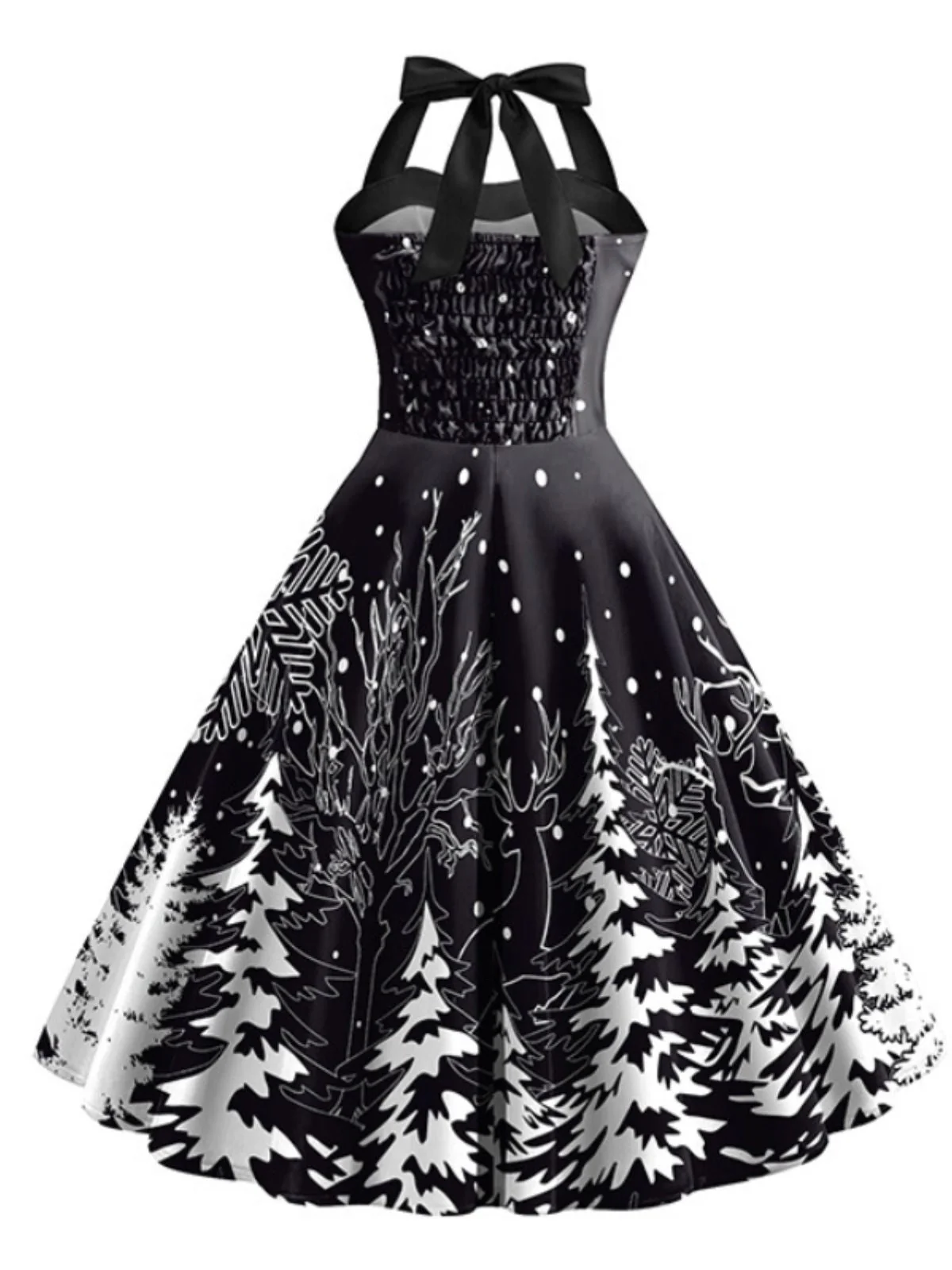 Schwarz 1950er Weihnachten Halter Swing Kleid - Image 3