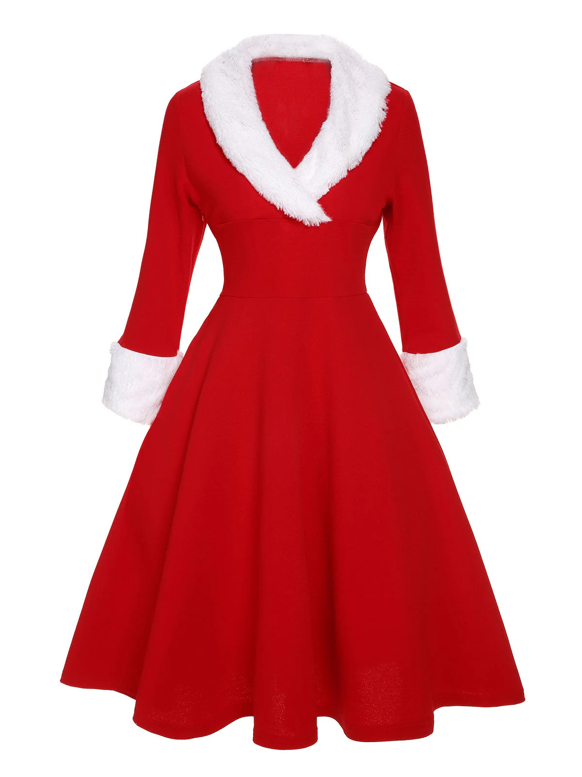 Grün 1950er Weihnachten Patchwork Kleid - Image 4