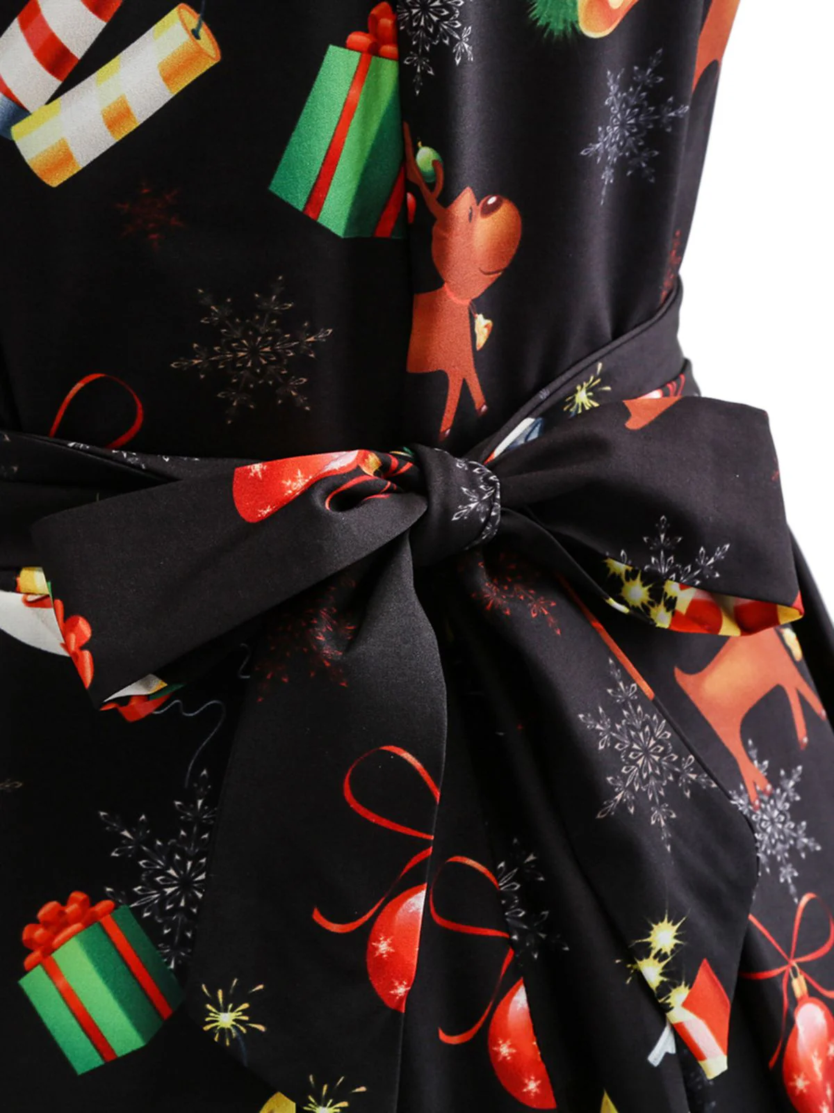 Schwarz 1950er Weihnachten Patchwork Kleid - Image 4