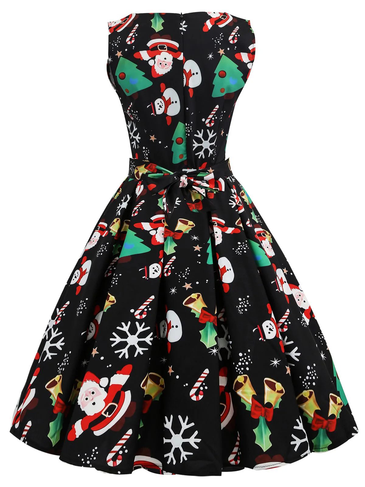 Schwarz 1950er Weihnachten Santa Claus Süßigkeiten Kleid - Image 3