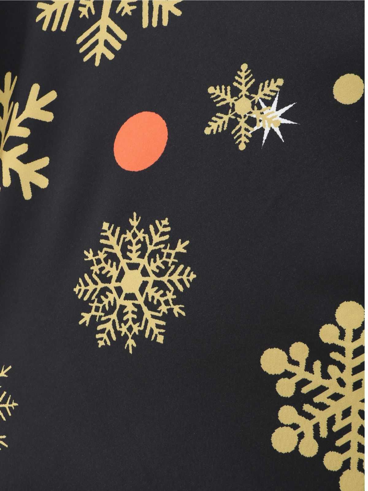 Schwarz 1950er Weihnachten Schneeflocke Schleife Gürtel Kleid - Image 5