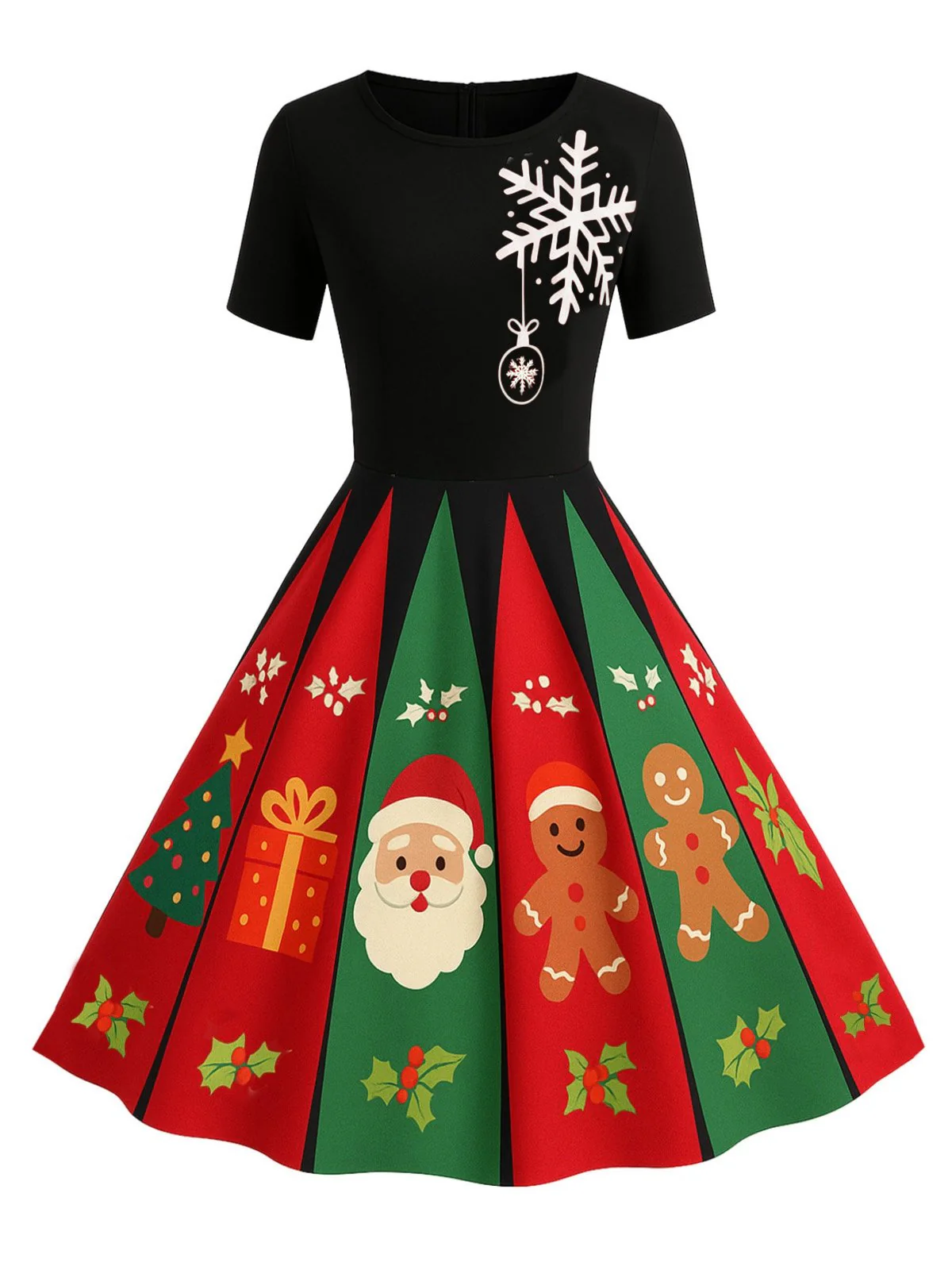 Braun 1950er Weihnachten Lebkuchen Swing Kleid - Image 9
