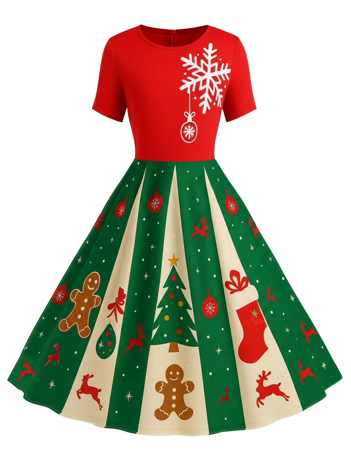 Braun 1950er Weihnachten Lebkuchen Swing Kleid - Image 7