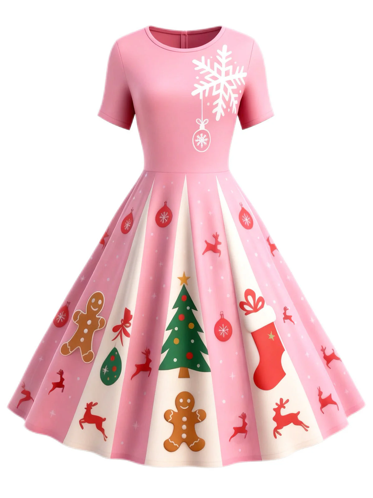 Braun 1950er Weihnachten Lebkuchen Swing Kleid - Image 5