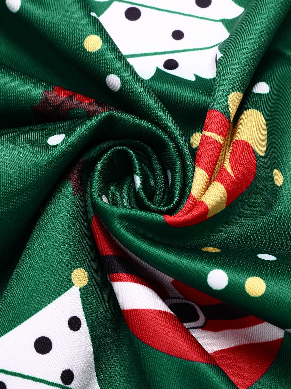 Schwarz 1950er Weihnachten Stehkragen Samt Kleid - Image 4