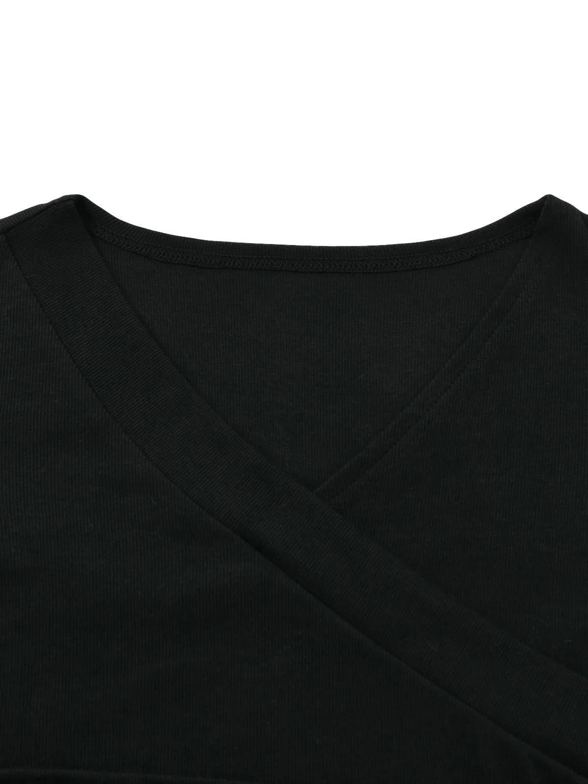 Schwarz 1950S V-Ausschnitt Laternenärmel Stricken Top - Image 5