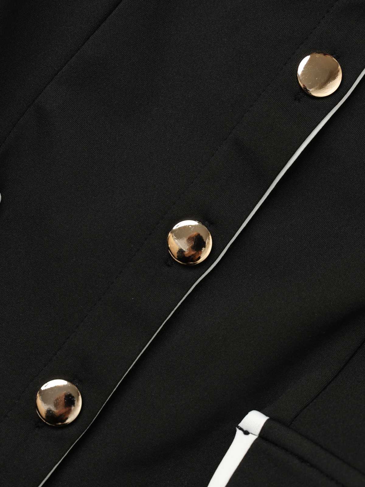 Schwarz 1960er Ärmellos Revers Knopf Enges Kleid - Image 7