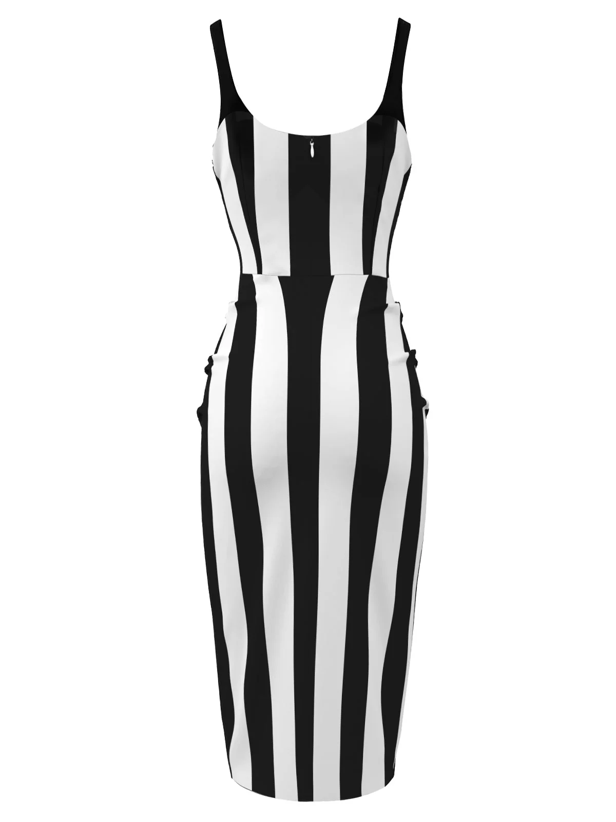 Schwarz 1960er Beetlejuice Kostüm Vertikale Streifen Träger Bleistiftkleid - Image 5