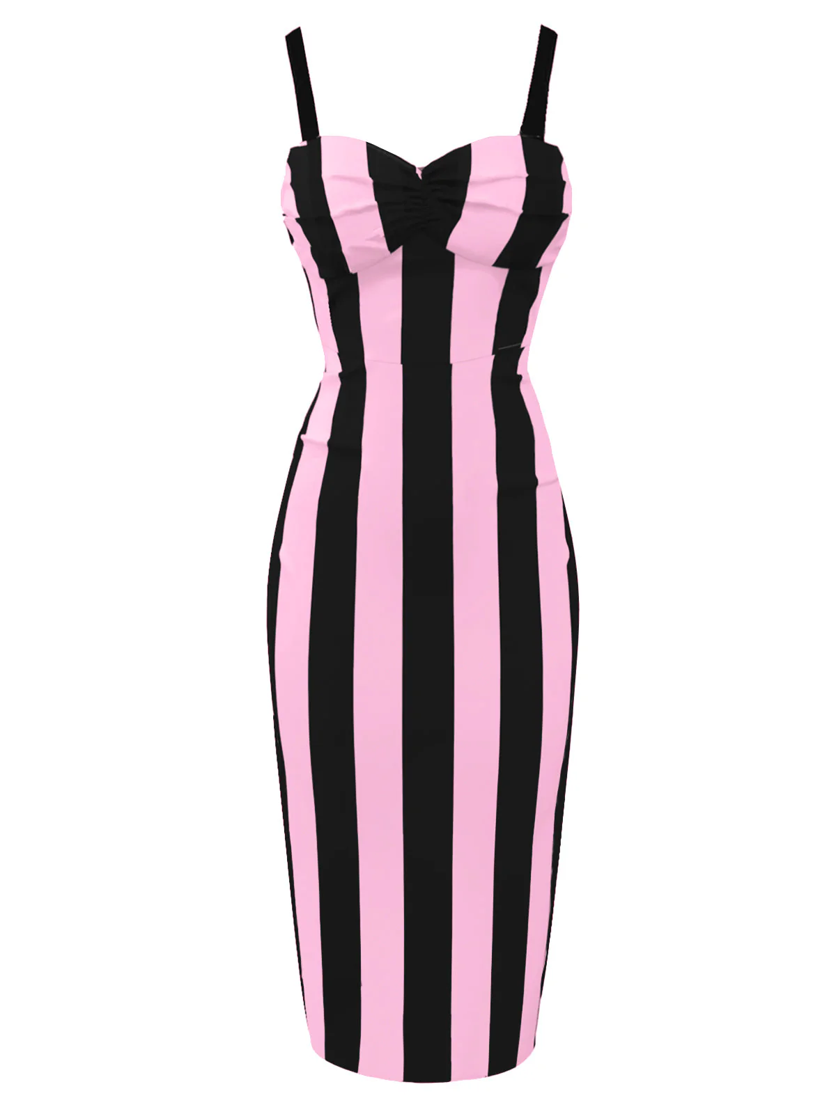 Schwarz 1960er Beetlejuice Kostüm Vertikale Streifen Träger Bleistiftkleid - Image 6