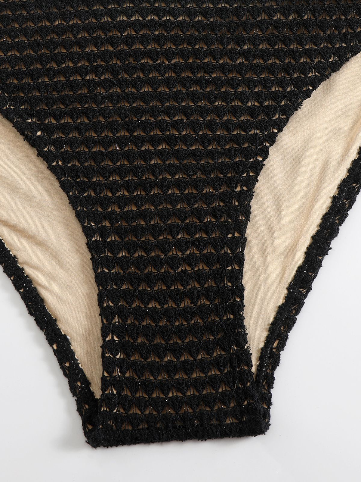Schwarz 1960er Gestrickt Beaded Bikini Set - Image 4