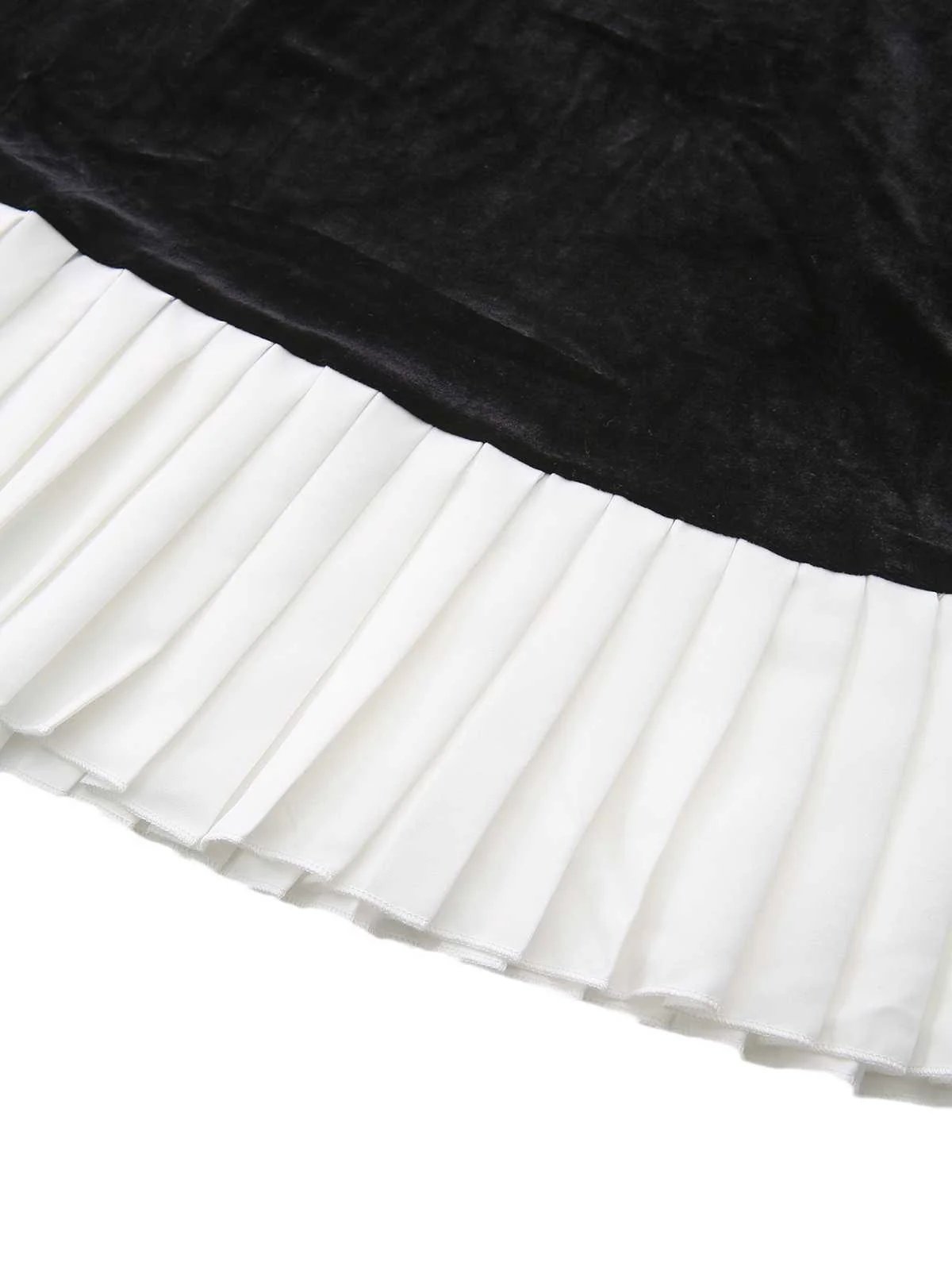 Schwarz 1960er Herzförmiger Hals Samt Plissiertes Saum Kleid - Image 4