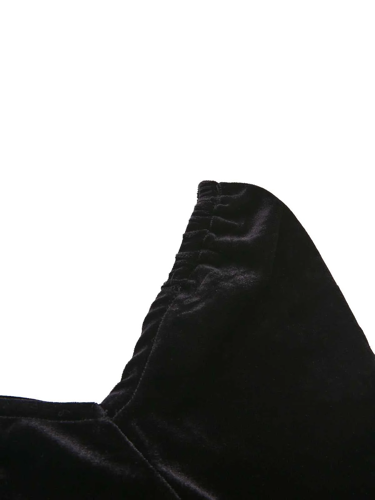 Schwarz 1960er Herzförmiger Hals Samt Plissiertes Saum Kleid - Image 5