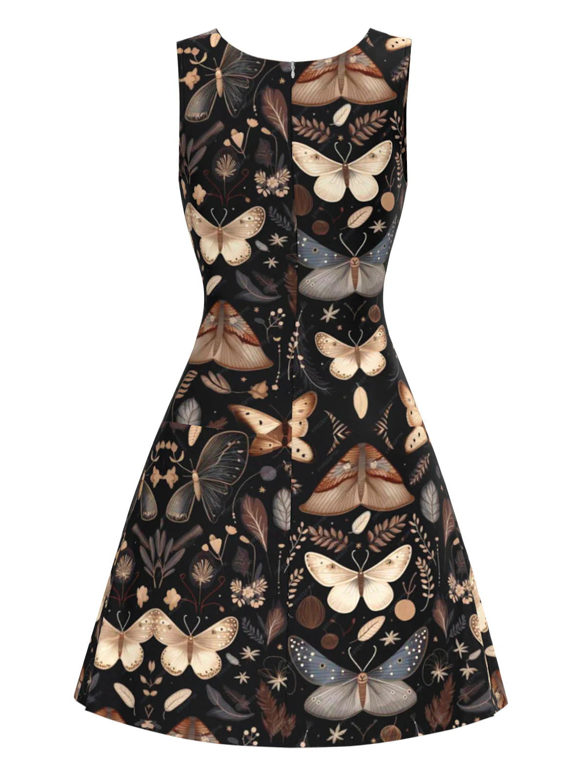 Schwarz 1960er Hexenmotte Schmetterling A-Linie Kleid - Image 4