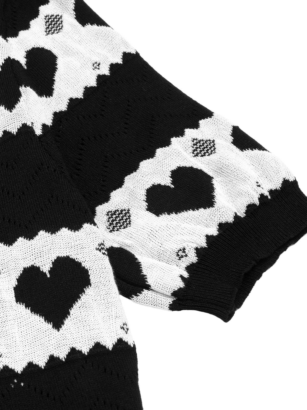 Schwarz 1960er kontrastierendes Herz-Strickkleid - Image 6