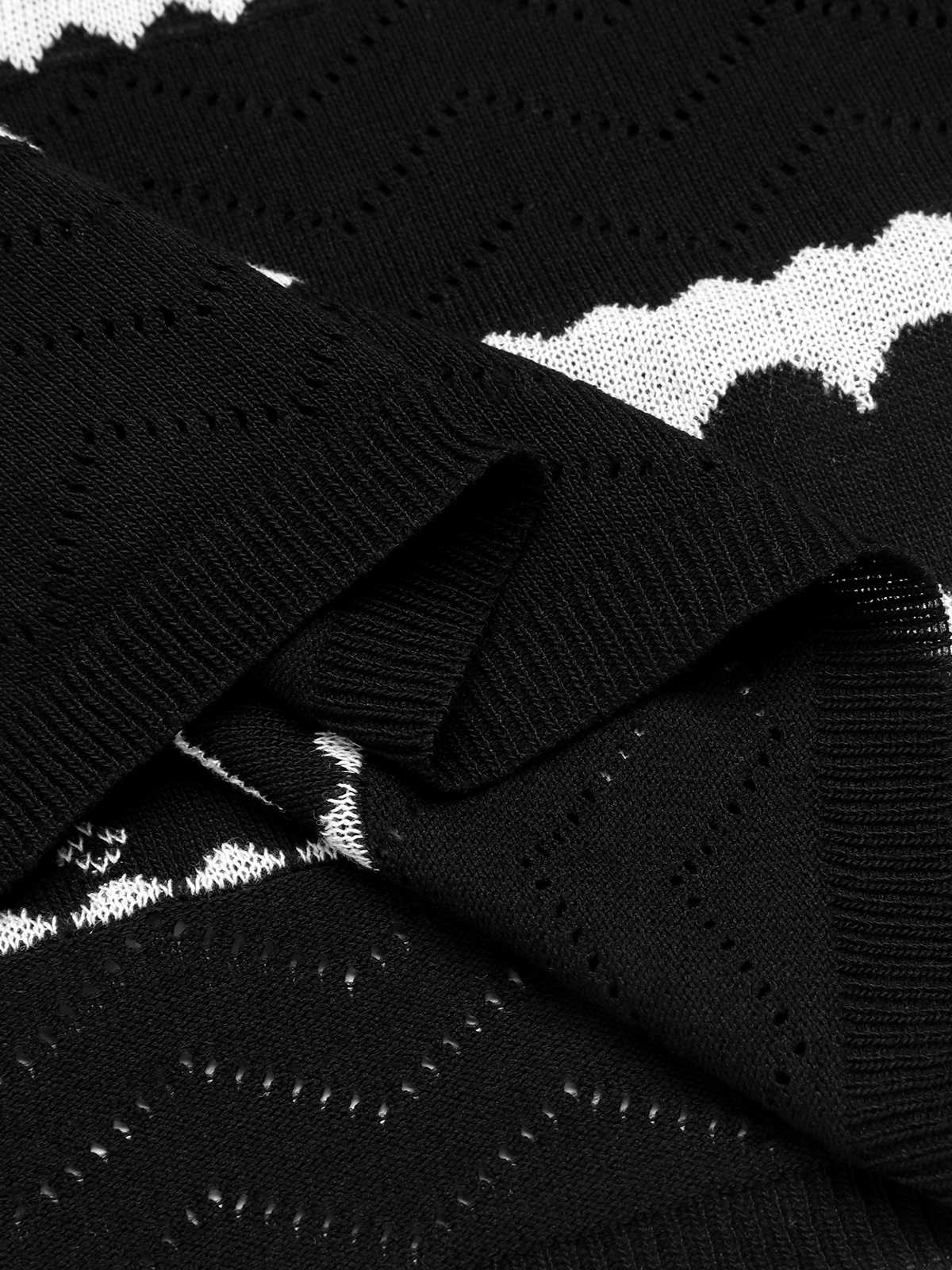 Schwarz 1960er kontrastierendes Herz-Strickkleid - Image 7