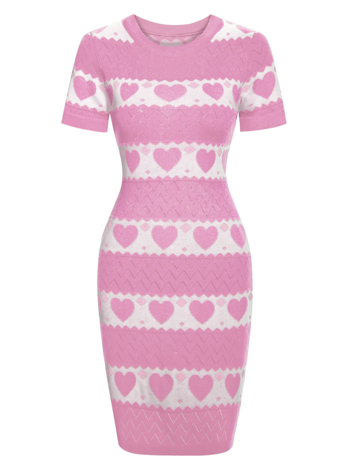 Schwarz 1960er kontrastierendes Herz-Strickkleid - Image 8