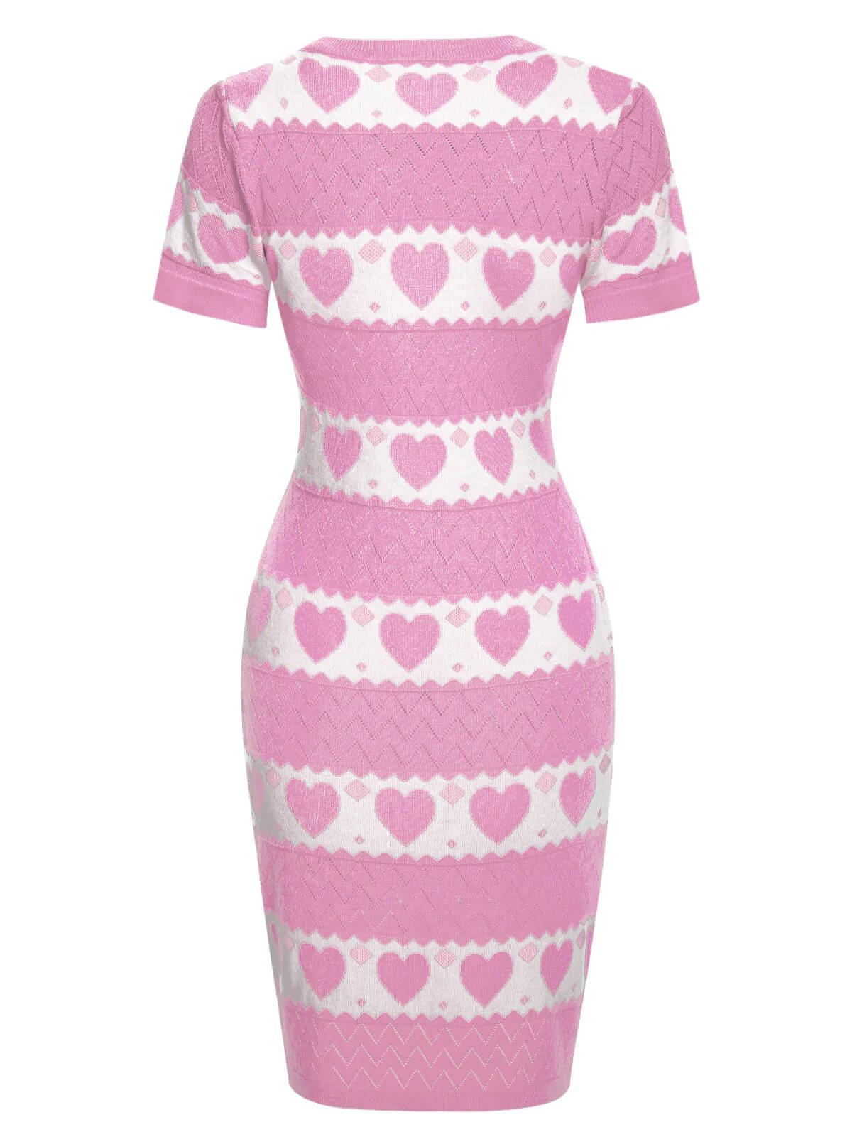 Schwarz 1960er kontrastierendes Herz-Strickkleid - Image 9