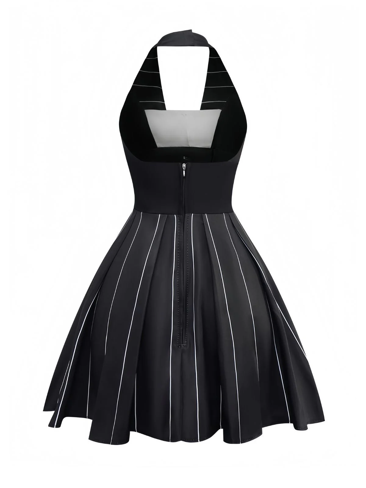 Schwarz 1960er Nightmare Before Christmas Jack Streifen Kleid - Image 2