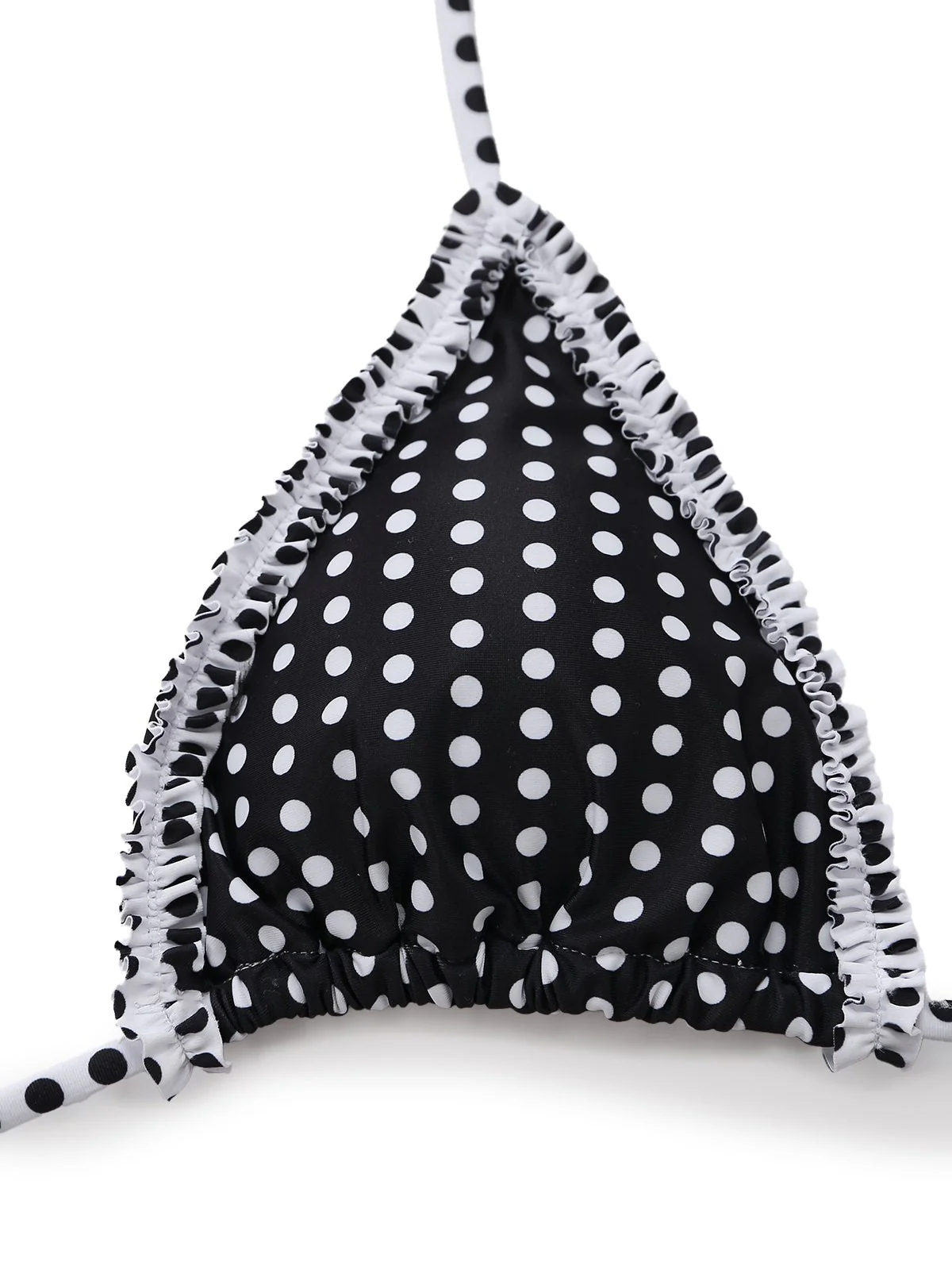 Schwarz 1960er Polka Dot Spitze Halter Bikini Set - Image 4