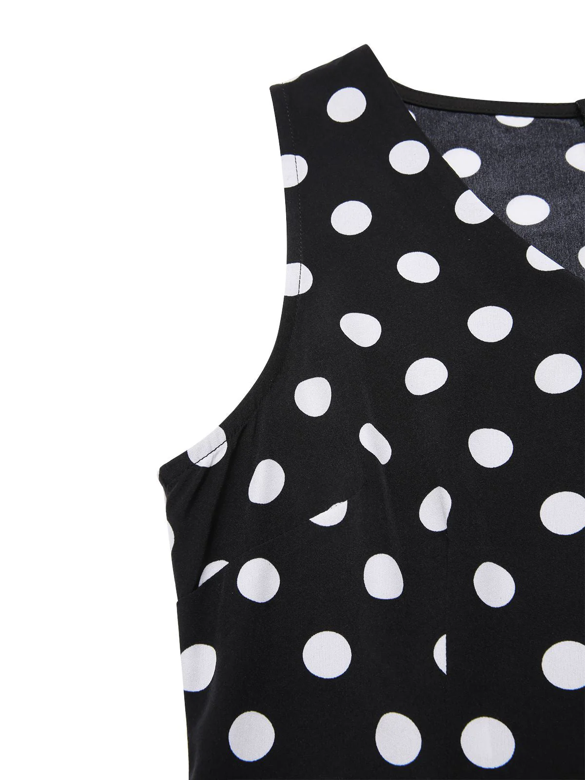 Schwarz 1960er Polka Dots V-Ausschnitt Kleid - Image 9