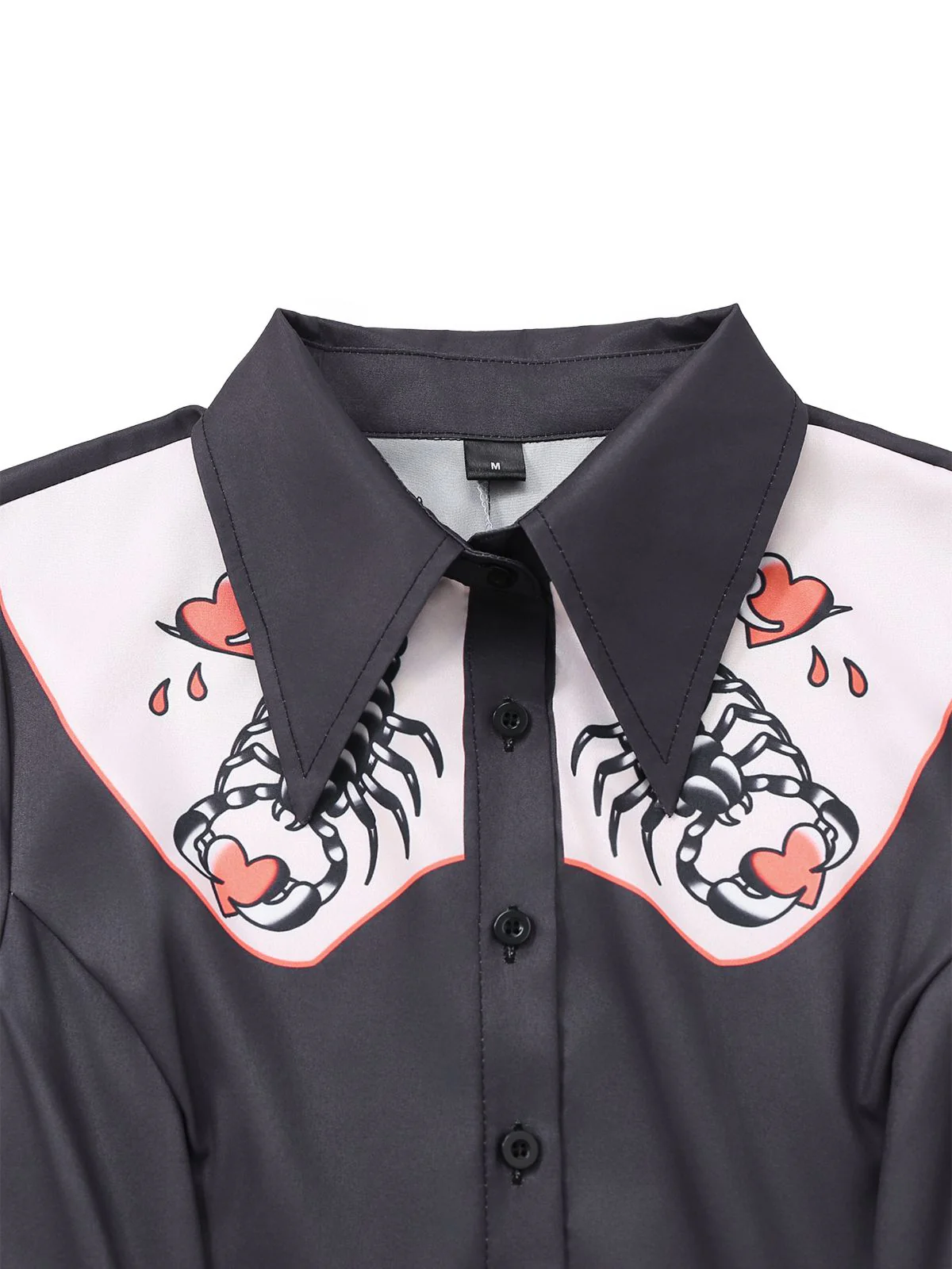 Schwarz 1960er Skorpion Herzen Drucken Hemd Kleid - Image 3