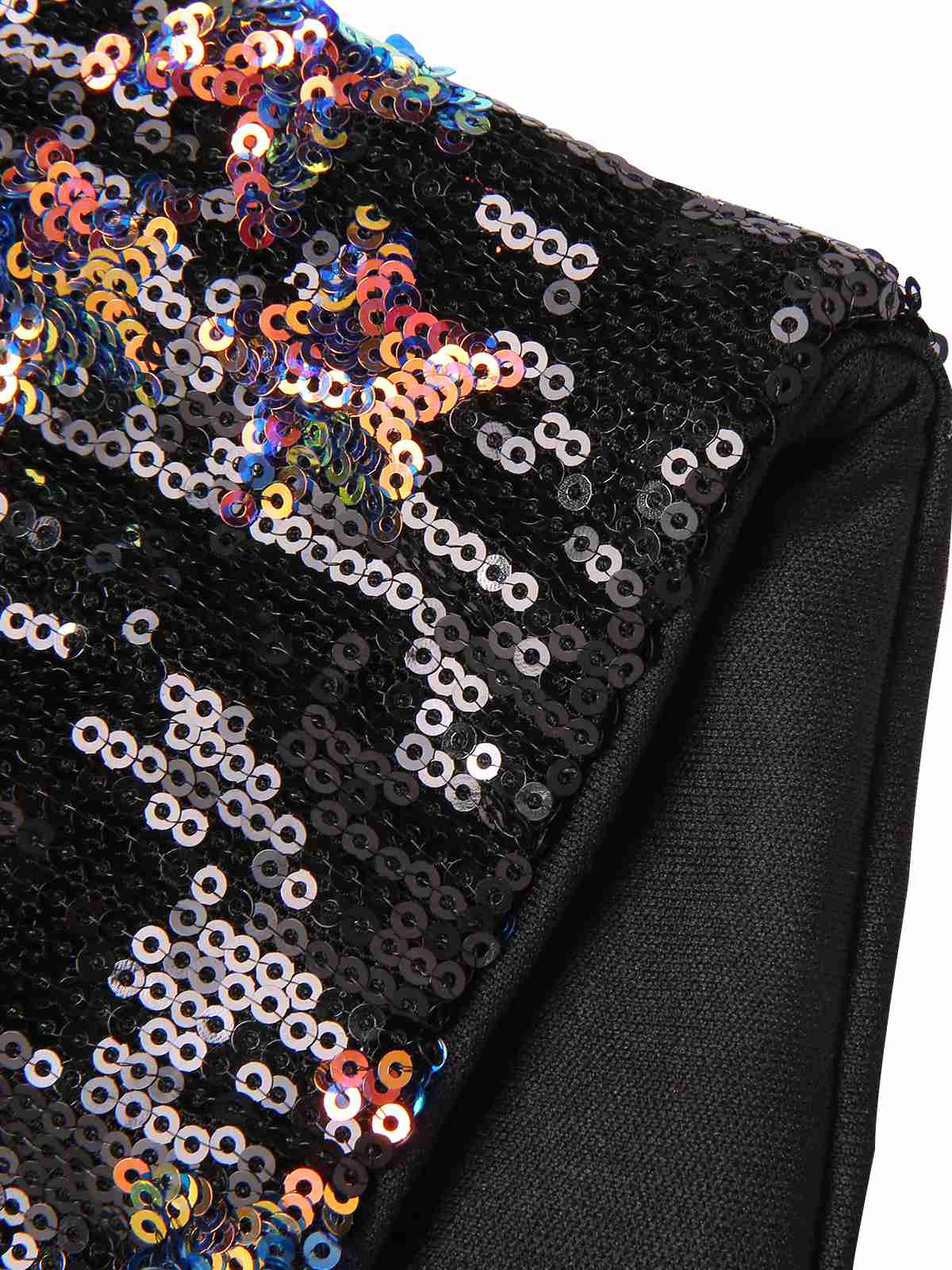 Schwarz 1960er Sterne Pailletten Patchwork Netzkleid - Image 7