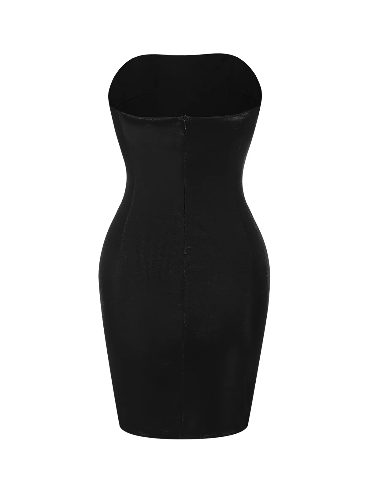 Schwarz 1960er Trägerlos Gewebt Herzen Kleid - Image 4