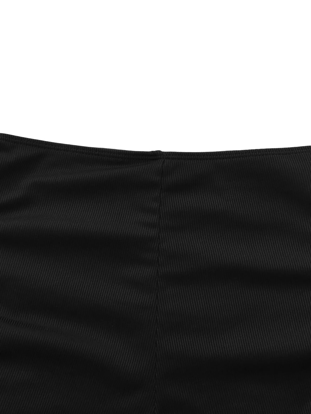 Schwarz 1960er Uni Halter Gerafft Bikini Set - Image 6