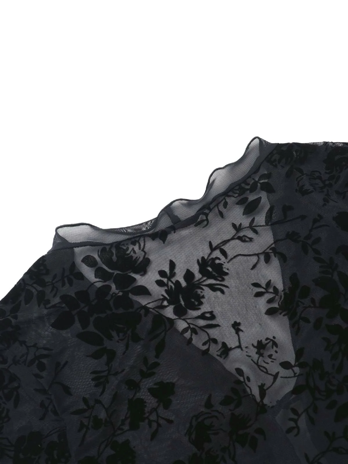 Schwarz 1960er Wasserlöslich Spitze Sheer Top - Image 3