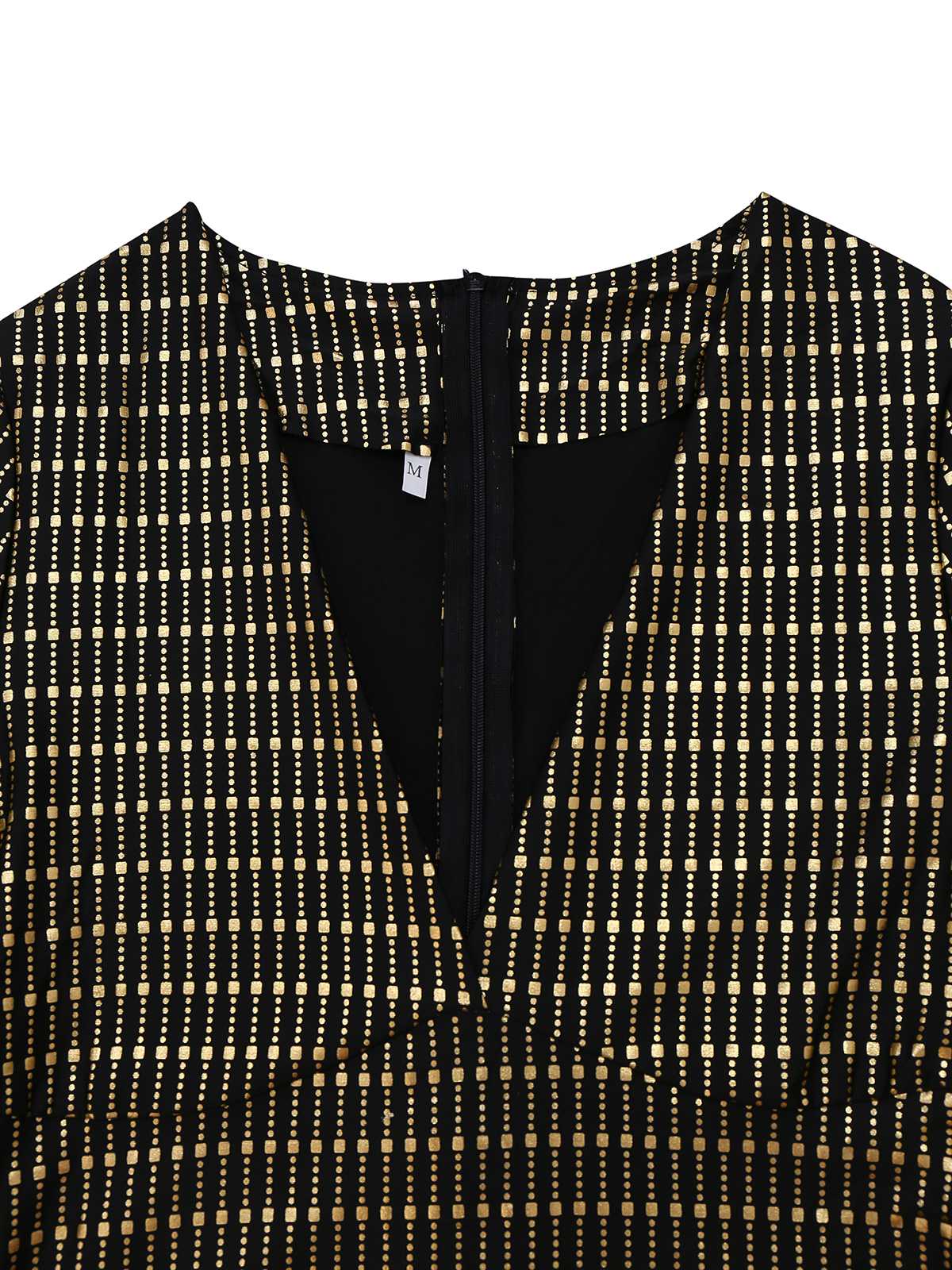 Schwarz 1970er Glockenärmel Sheer Gürtel Disco Kleid - Image 3