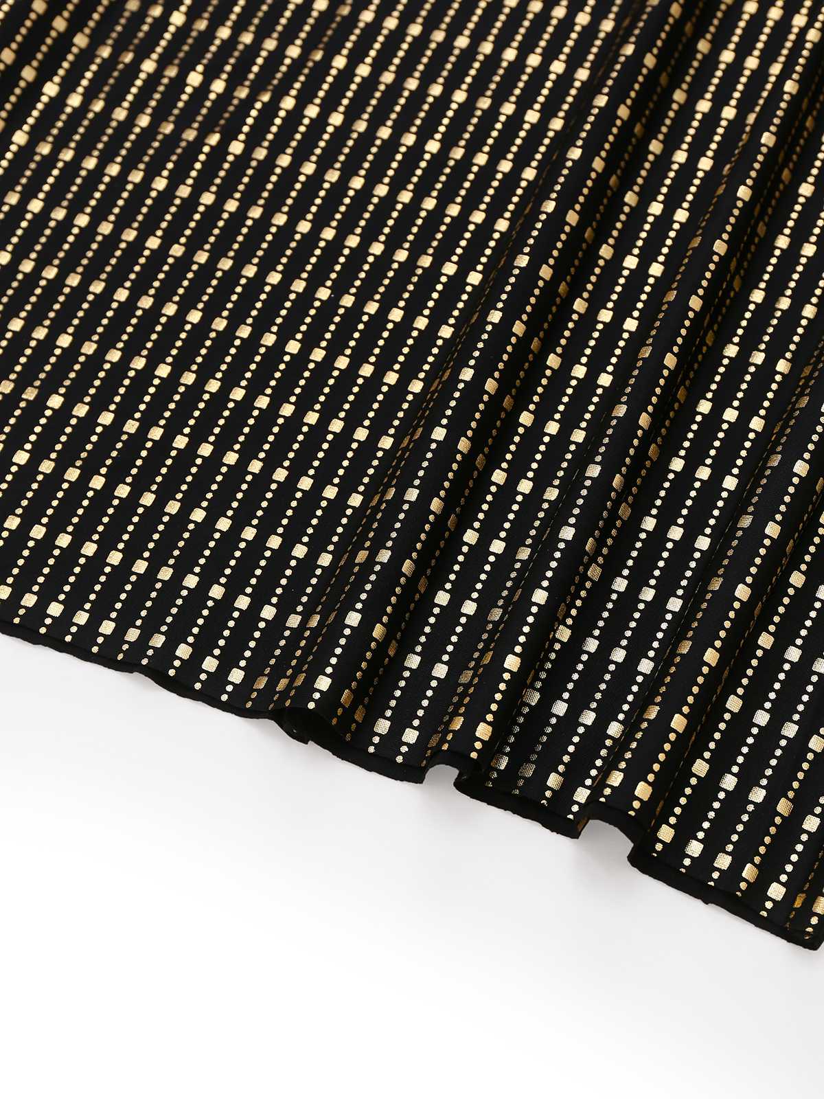 Schwarz 1970er Glockenärmel Sheer Gürtel Disco Kleid - Image 4