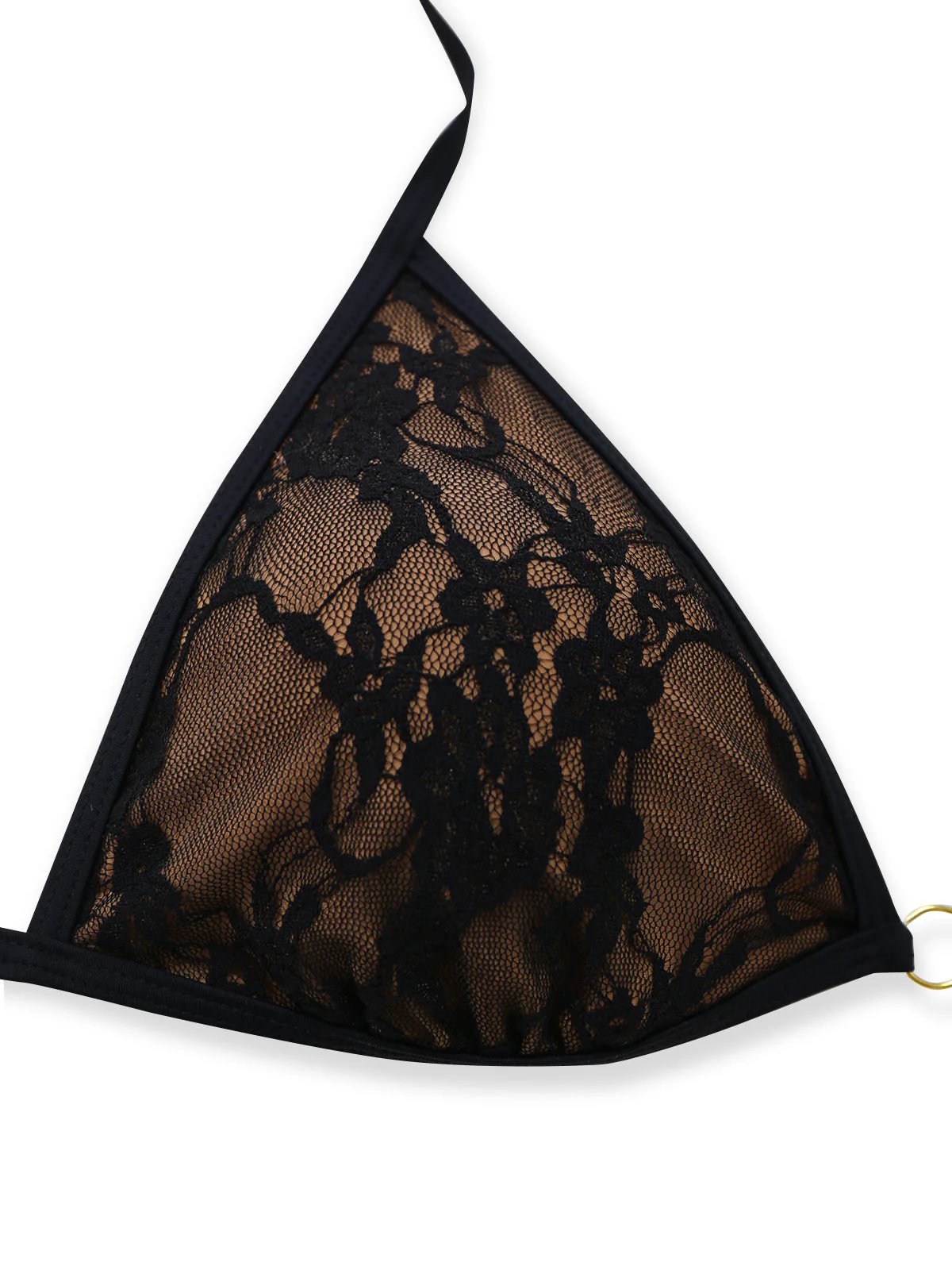 Schwarz 1970er Halter Blumen Spitze Bikini Set - Image 3