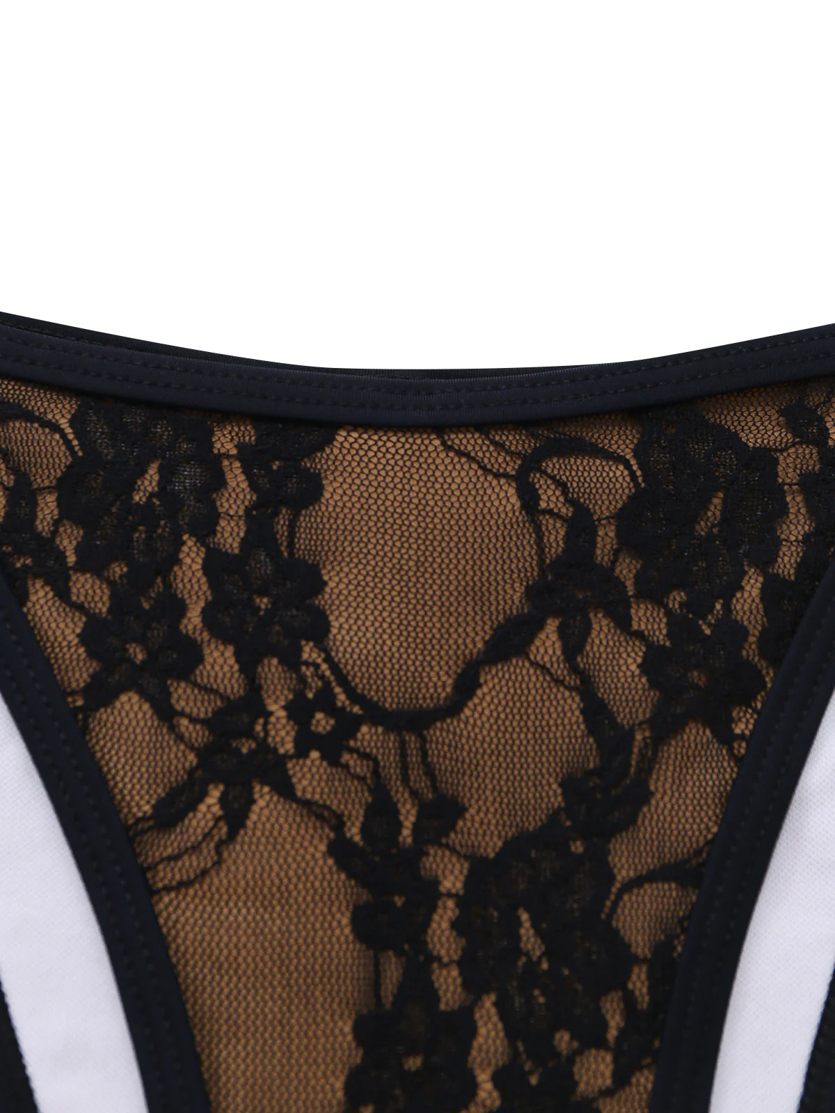 Schwarz 1970er Halter Blumen Spitze Bikini Set - Image 6