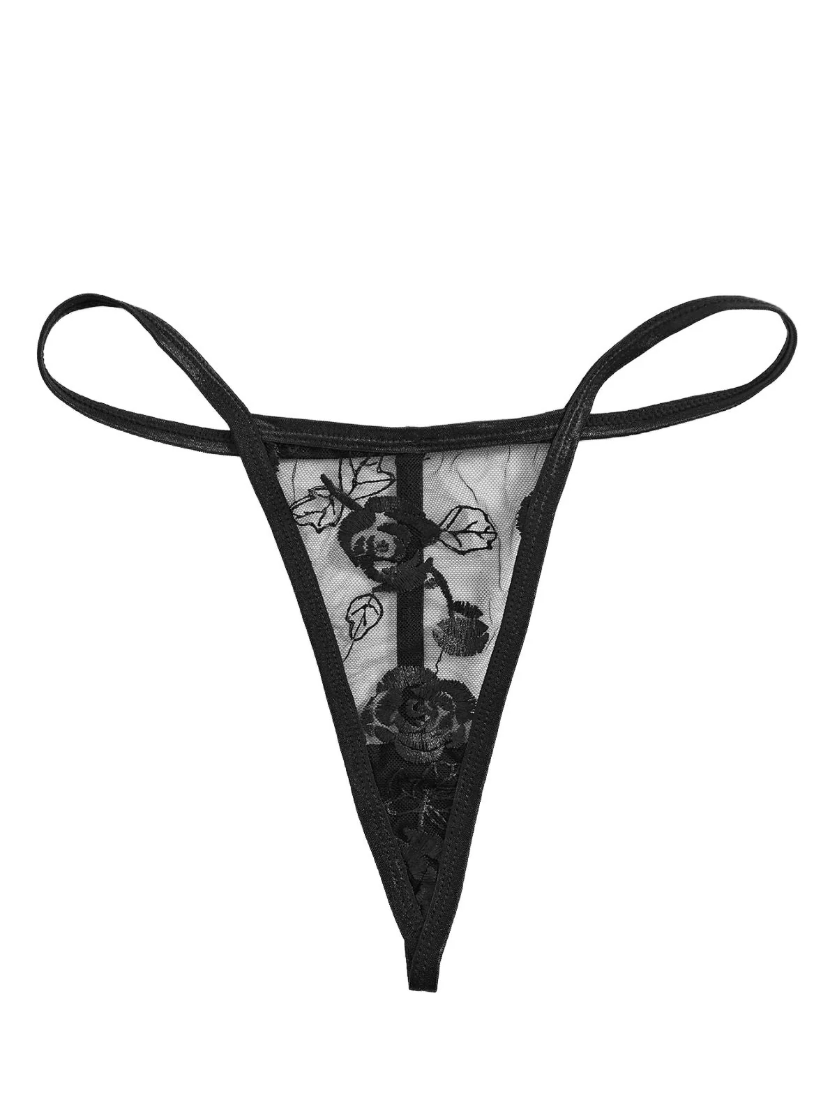 Schwarz 1970er Rose Durchsichtig Spitze Spaghettiträger Babydoll Nachthemd - Image 4