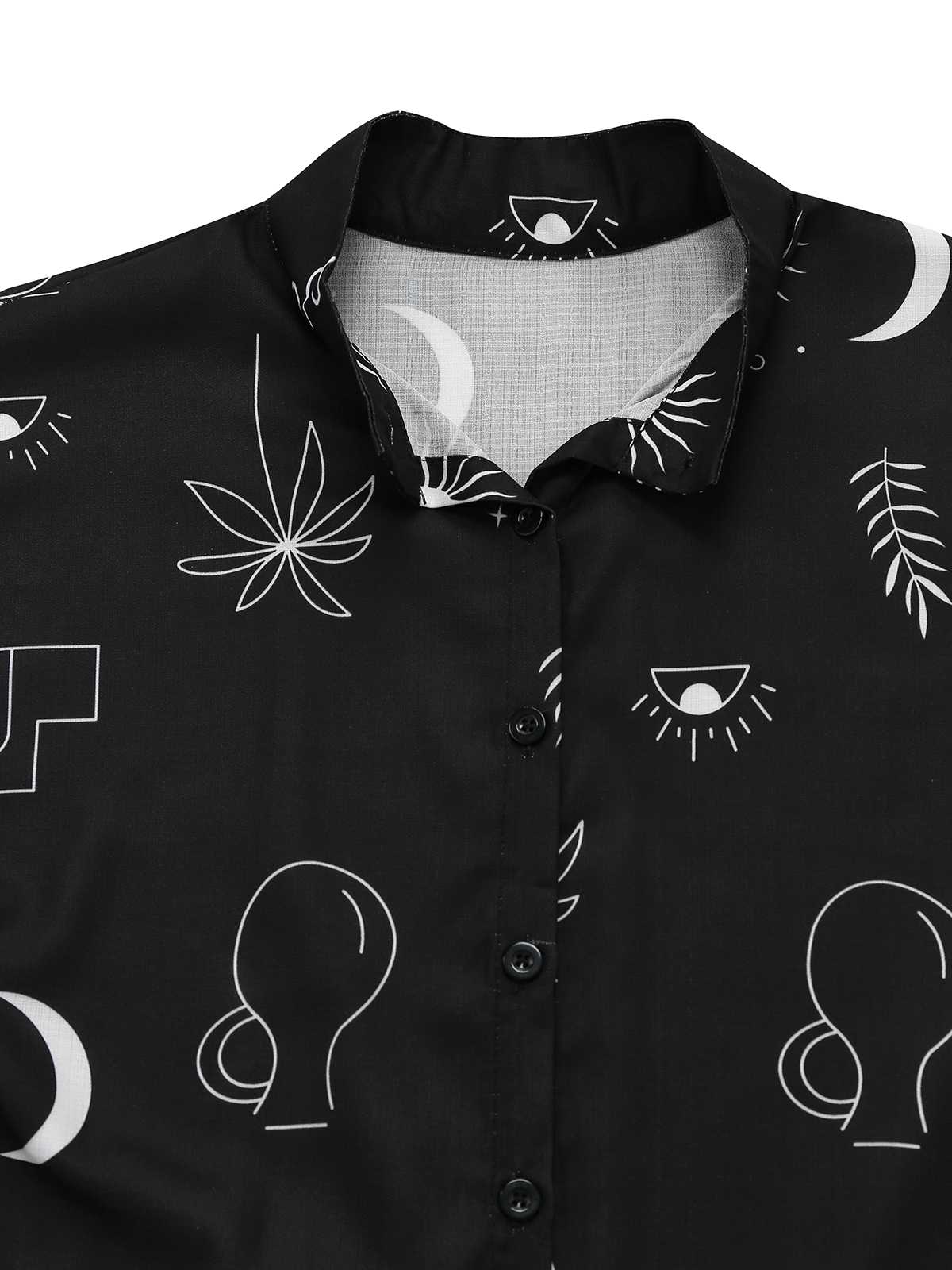 Schwarz 1970er Sonne & Mond Ausgestellte Ärmel Hemd Kleid - Image 3