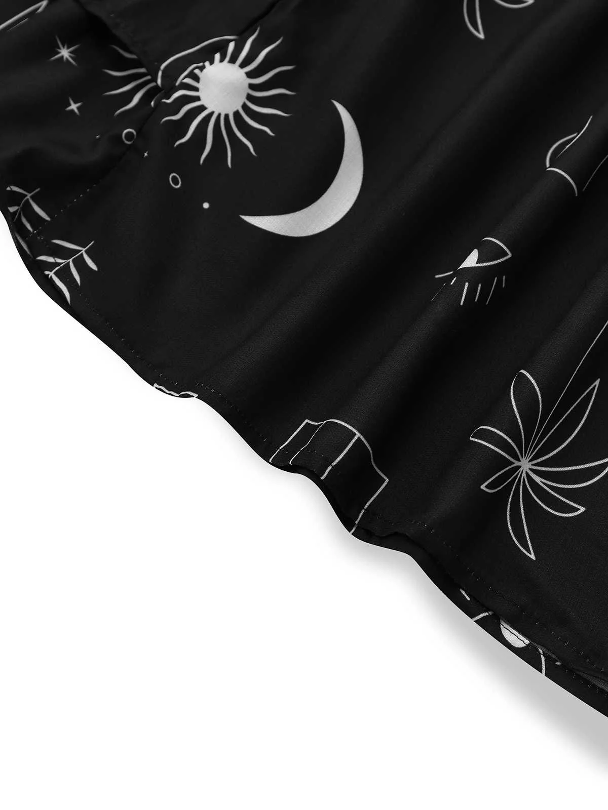 Schwarz 1970er Sonne & Mond Ausgestellte Ärmel Hemd Kleid - Image 4