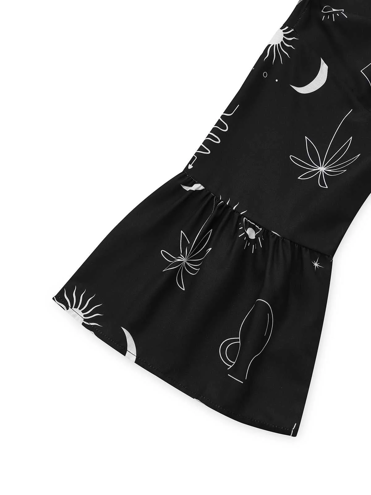 Schwarz 1970er Sonne & Mond Ausgestellte Ärmel Hemd Kleid - Image 5