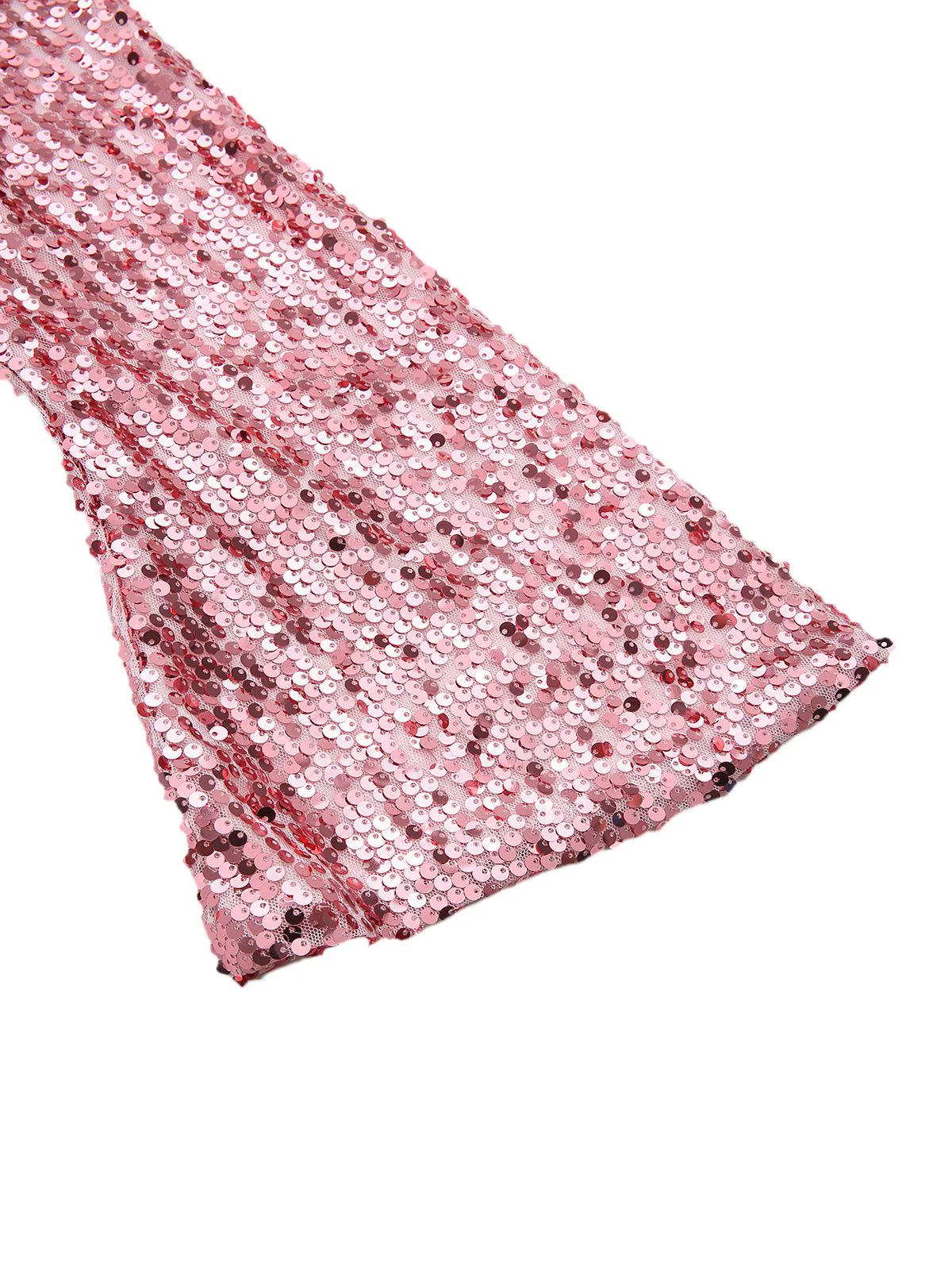 Rosa 1970er V-Ausschnitt Schlagärmel Pailletten Disco Kleid - Image 5