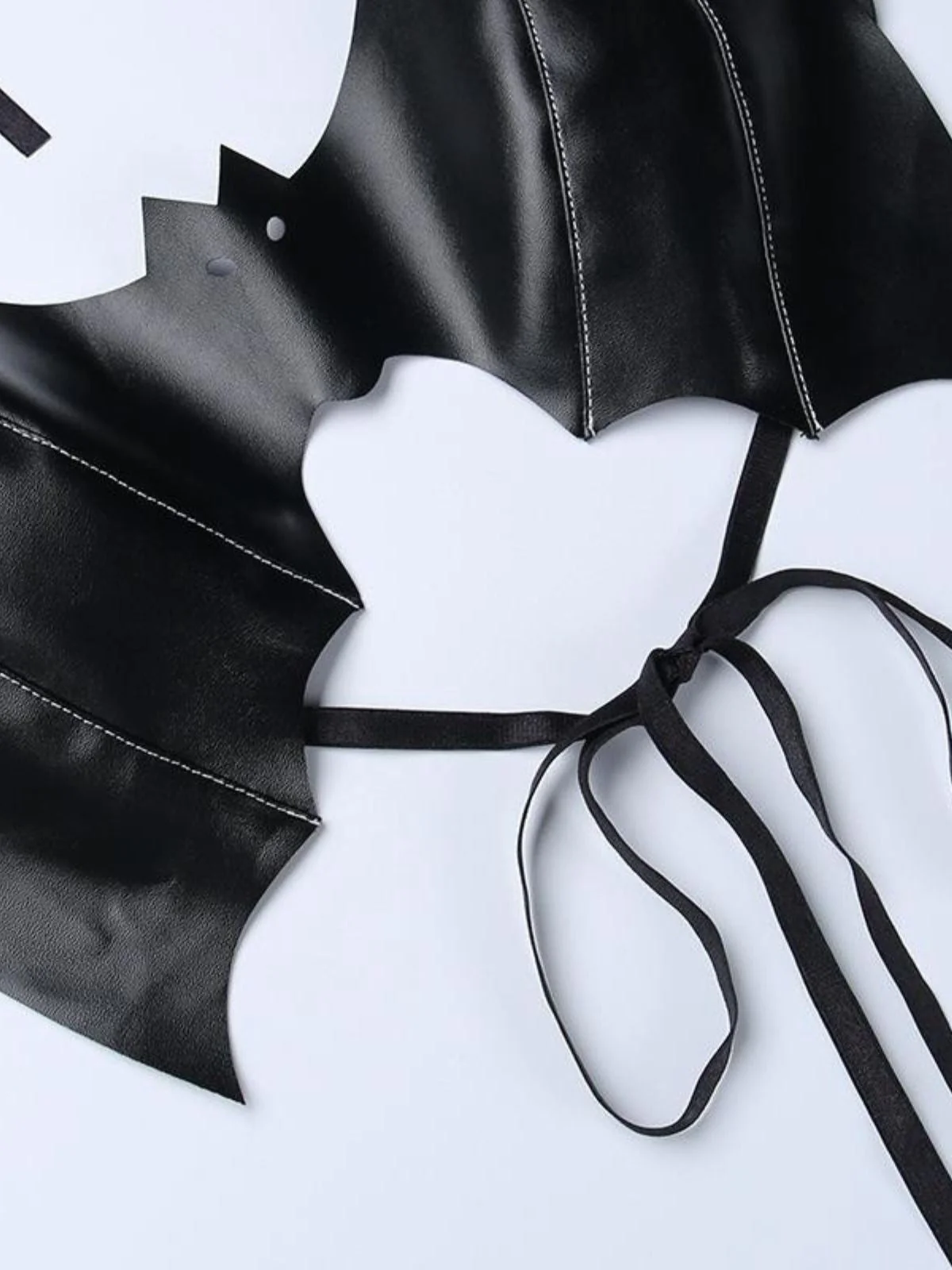 Schwarz 1980er Gothic Fledermaus Schnürung Halter Top - Image 4