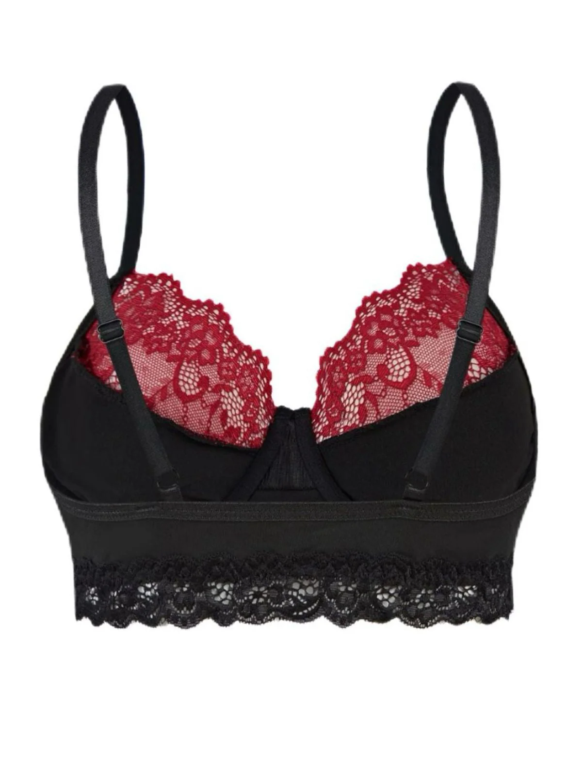 Schwarz 1980er Gothic Schädel Spitze Patchwork Crop Top - Image 2