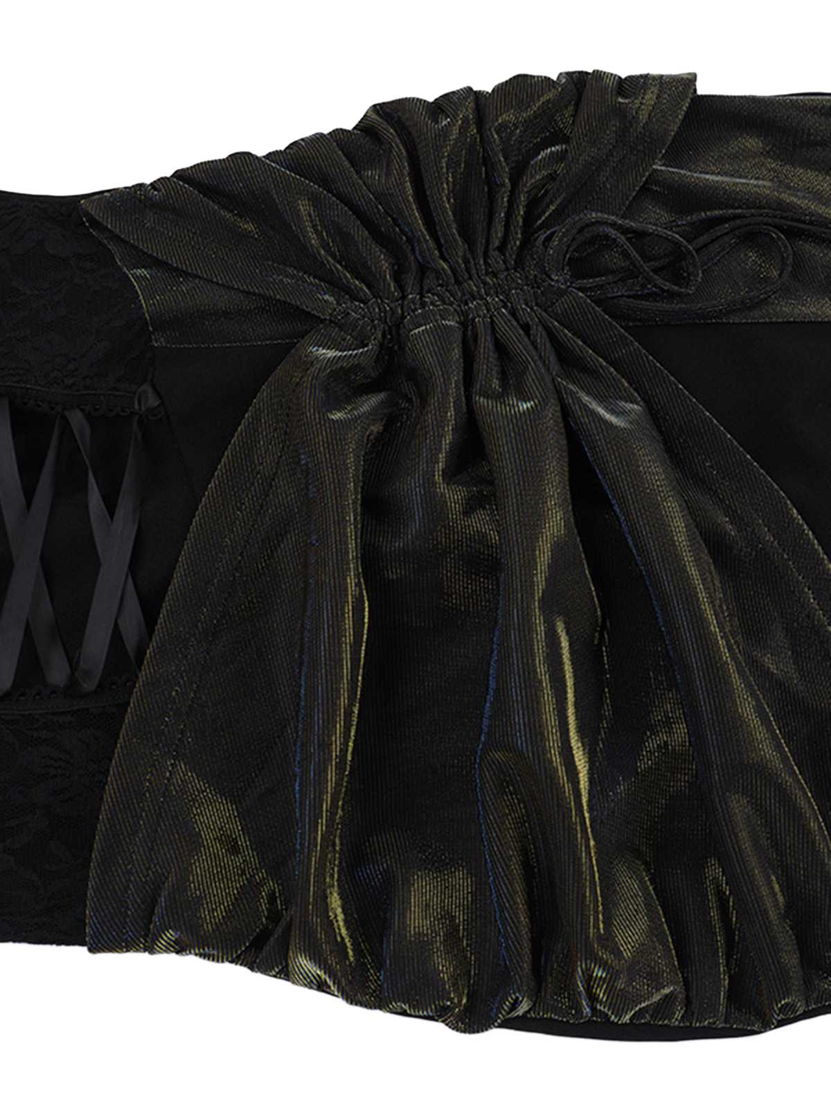 Schwarz 1980er Gothic Spaghetti-Träger Spitze Maxi Kleid - Image 4