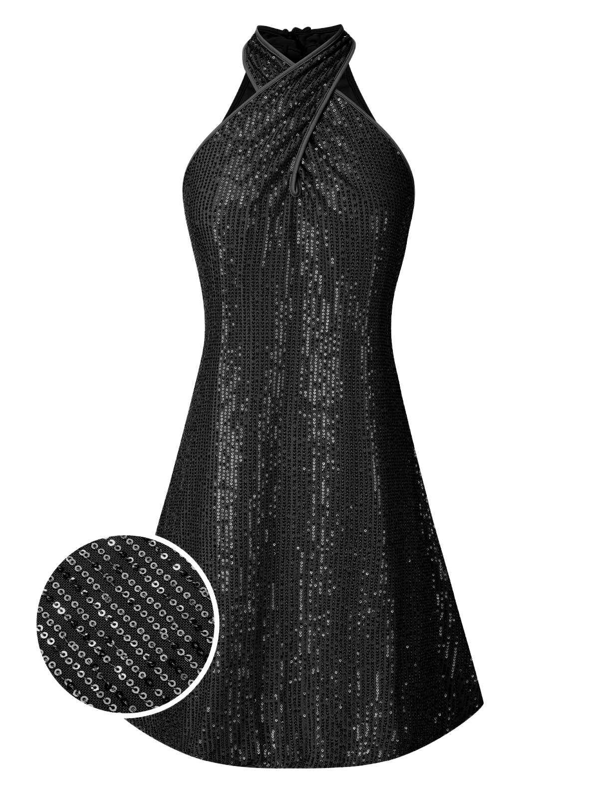 1980er Halter Schulterfrei Pailletten Kleid - Image 5