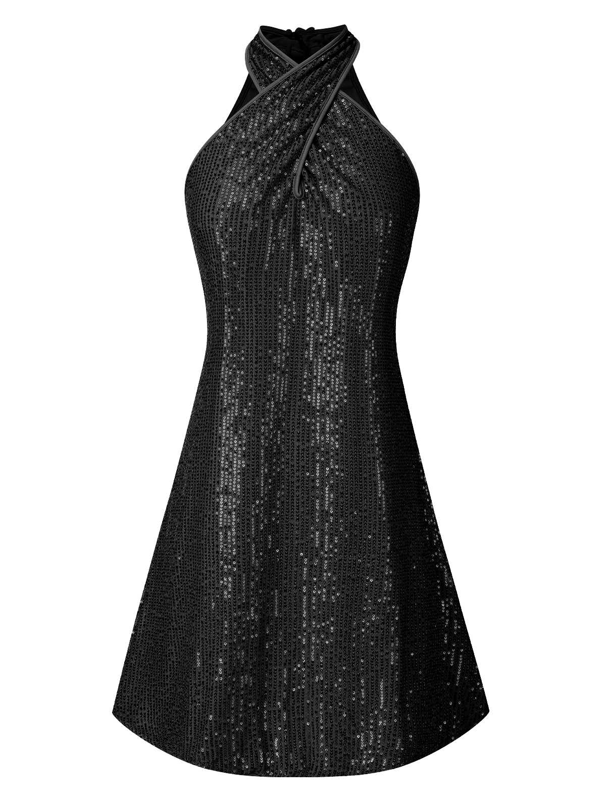 1980er Halter Schulterfrei Pailletten Kleid - Image 6