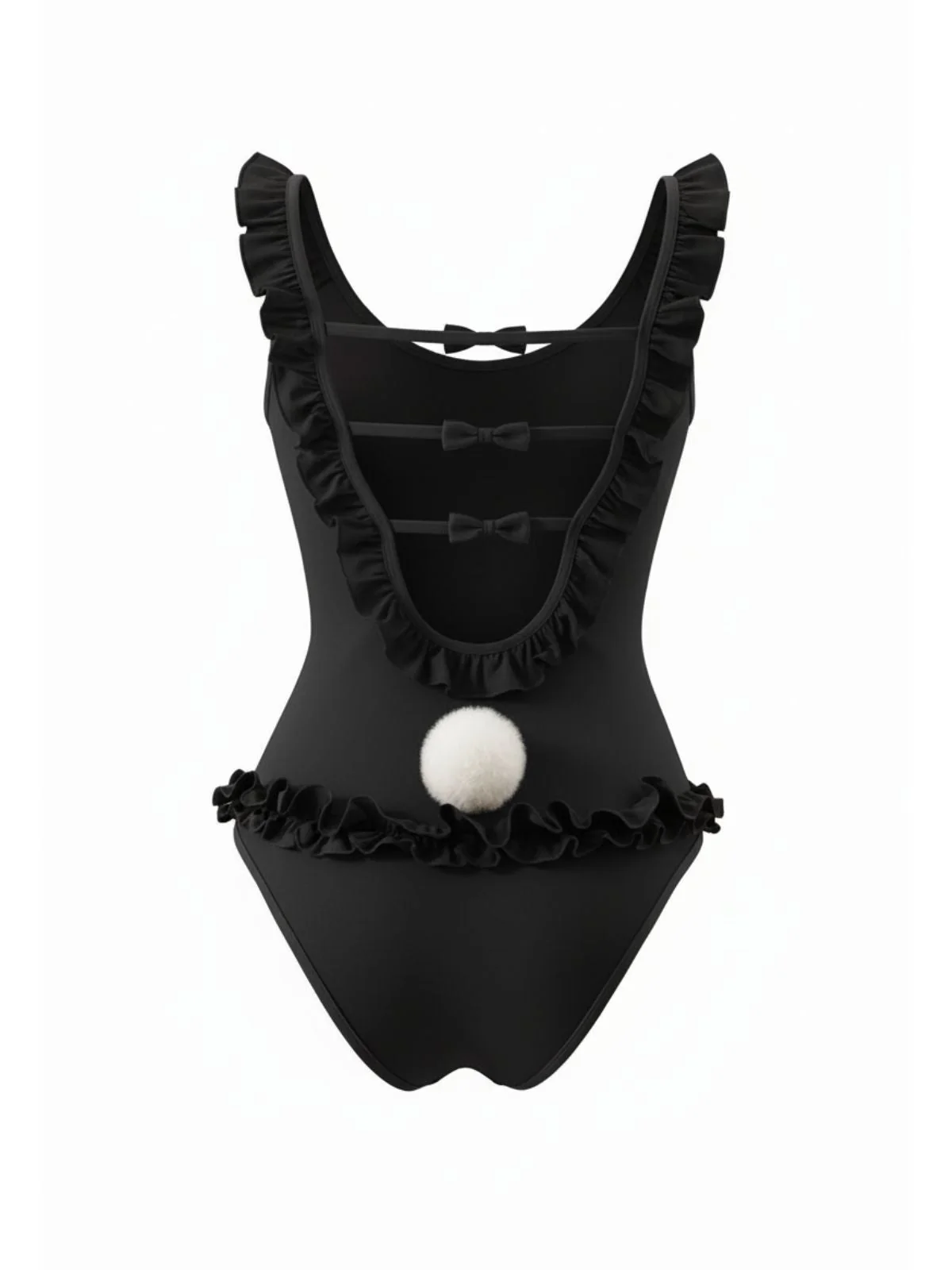 Schwarz 1980er Häschen Mädchen Body Freizeitkleidung Set - Image 3