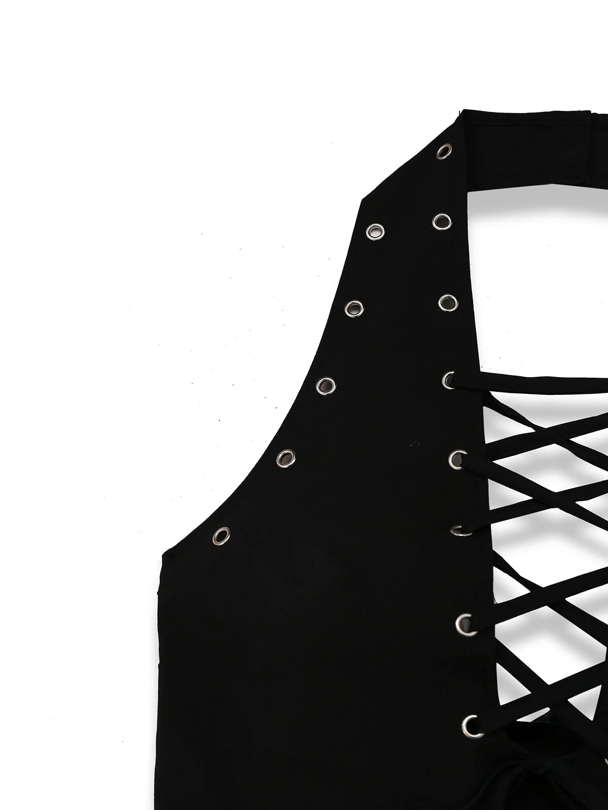 Schwarz 1980er Punk Halter Hohl Kuh-Muster Romper - Image 7