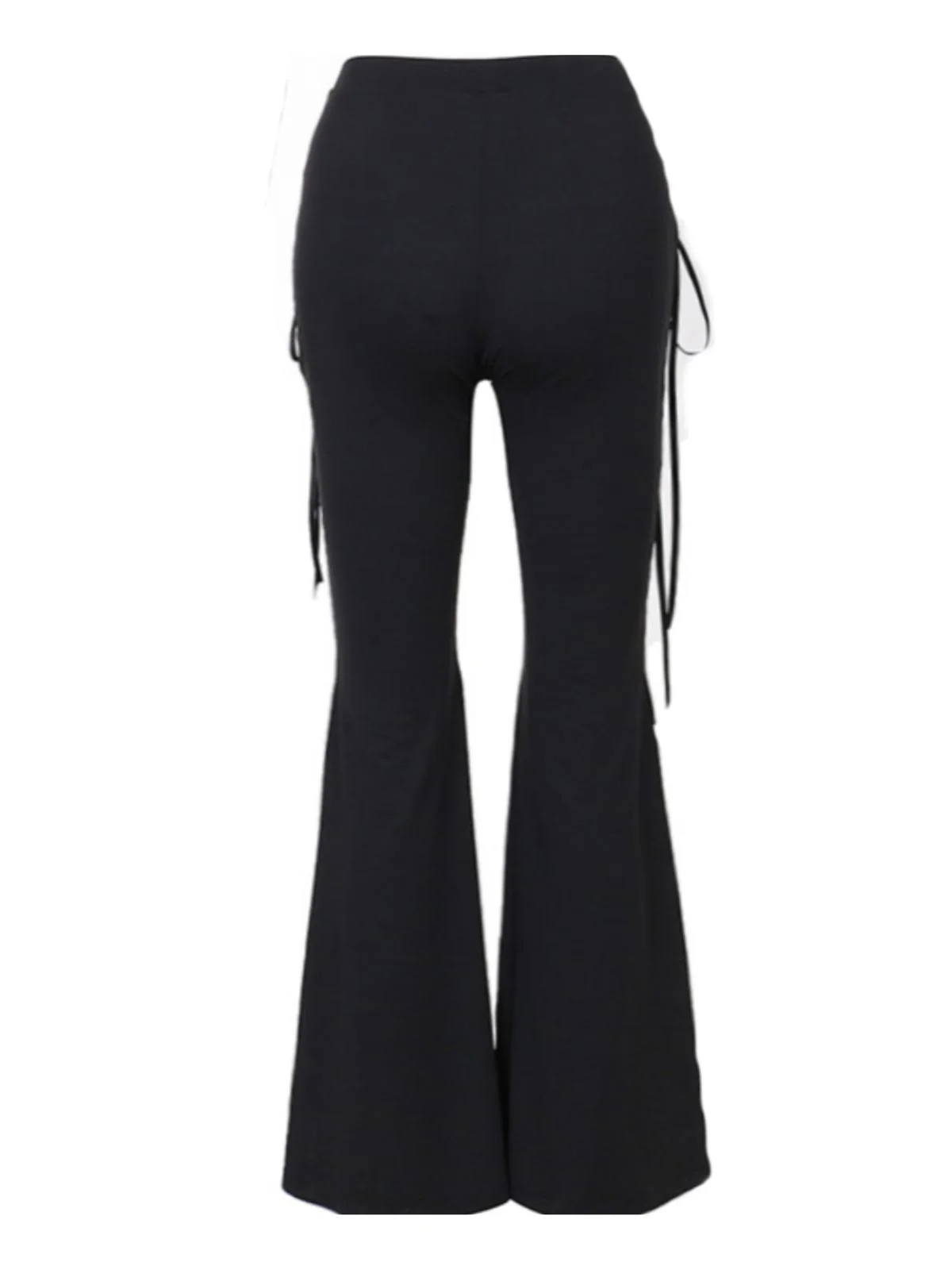 Schwarz 1980er Punk Kordelzug Geschnürt Bootcut Hose - Image 4