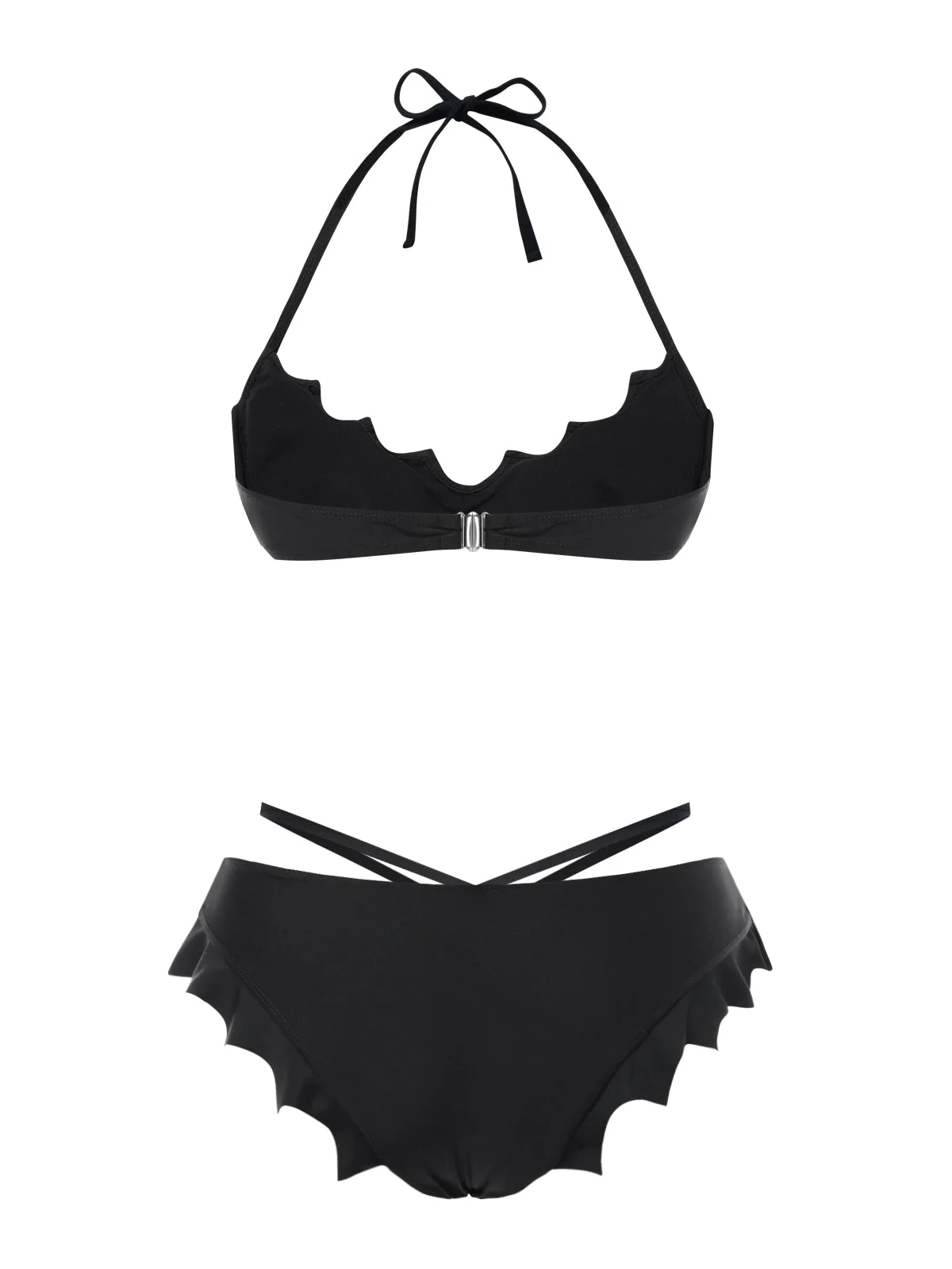 [Vorverkauf] Schwarz 1980er Solide Gothic Fledermausflügel Bikini Set - Image 5