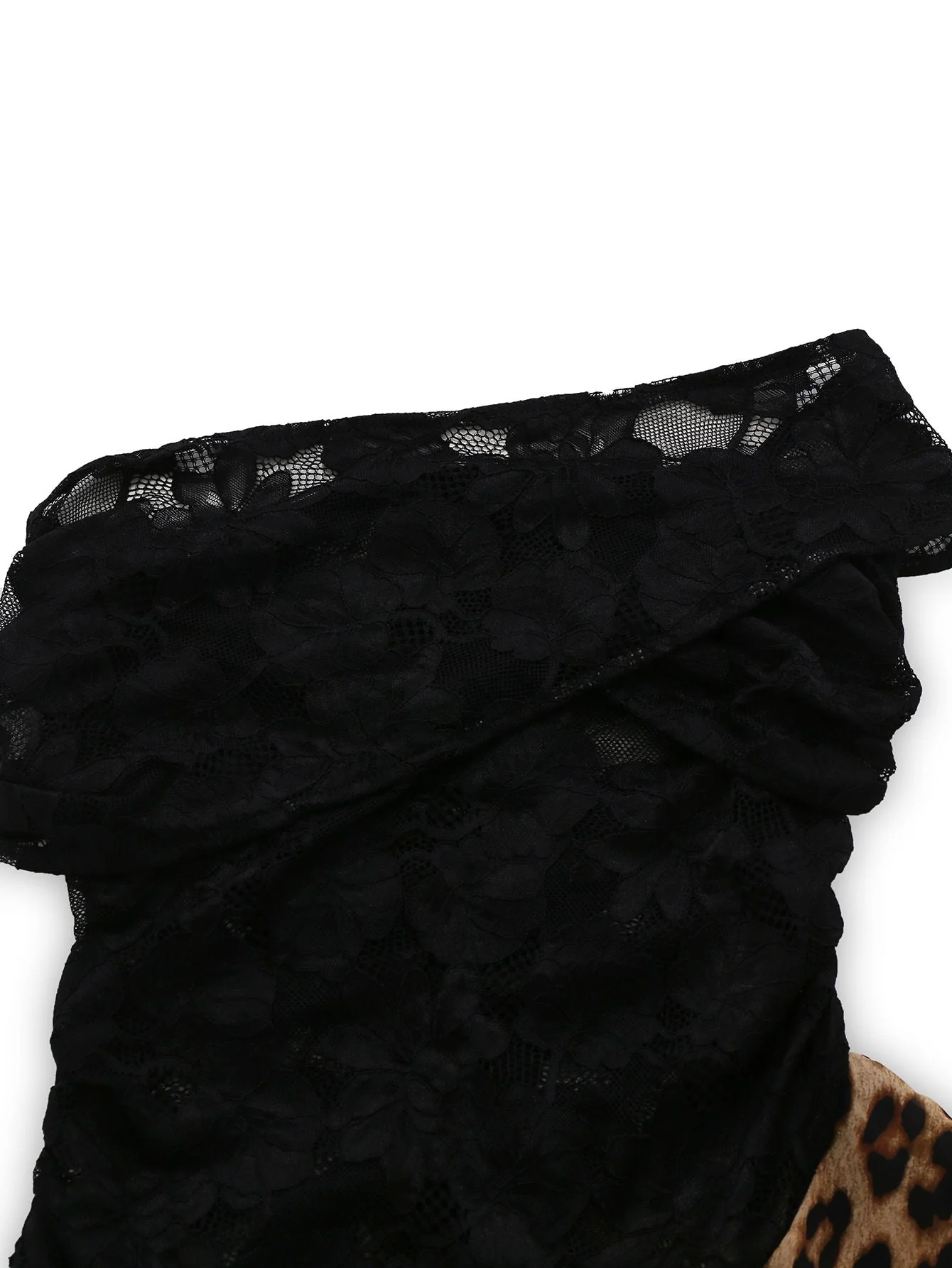 Schwarz 1980er Spitze Leopard Druck Asymmetrisch Kleid - Image 4