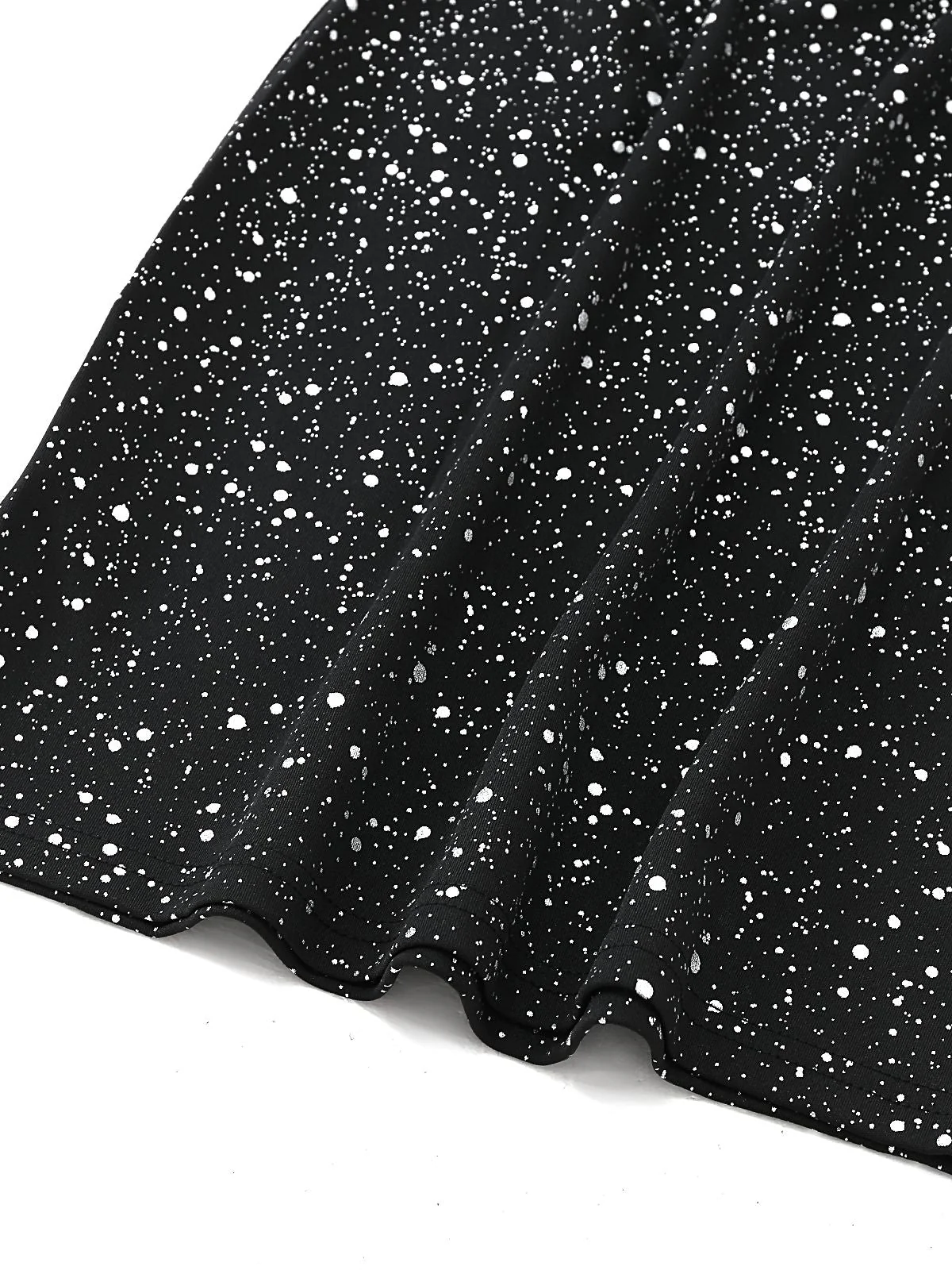 Schwarz 1980er Spitze Schulterfrei Silber Spritzer Enges Kleid - Image 6